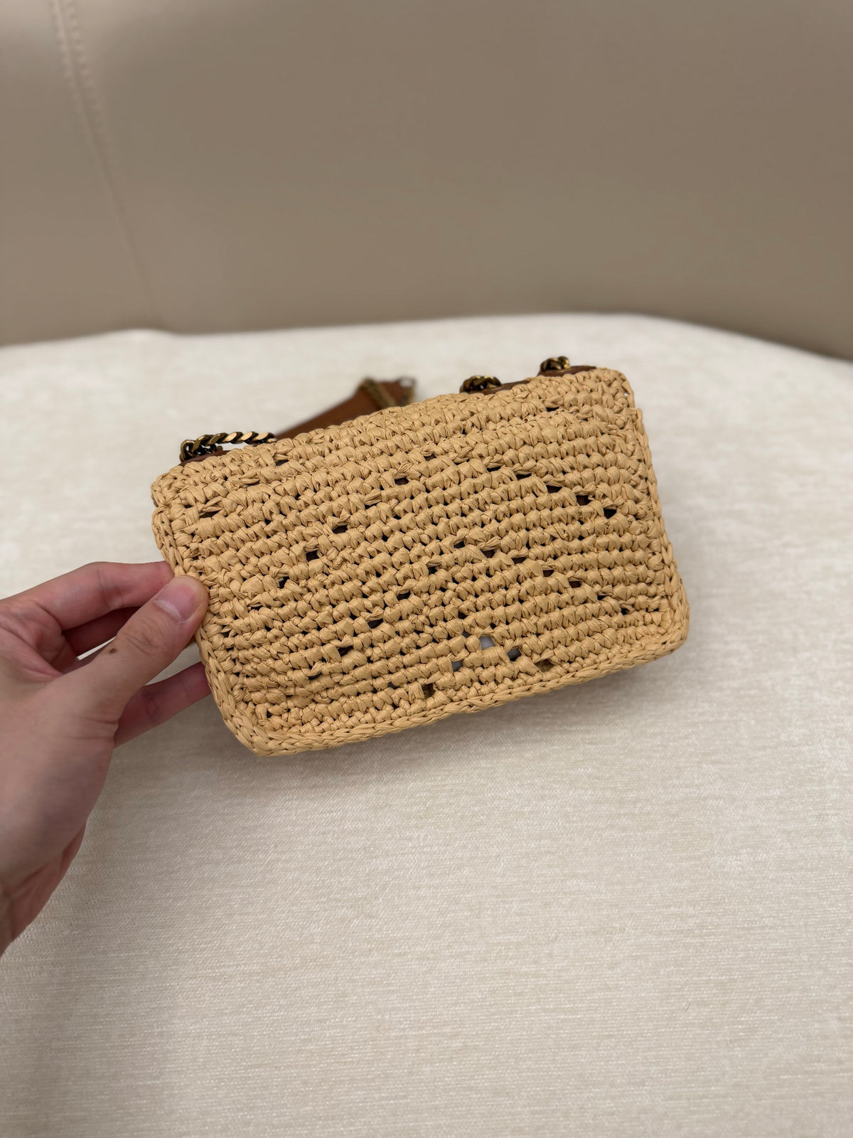 YSL 2026 Loulou Mini Shoulder Bag Raffia
