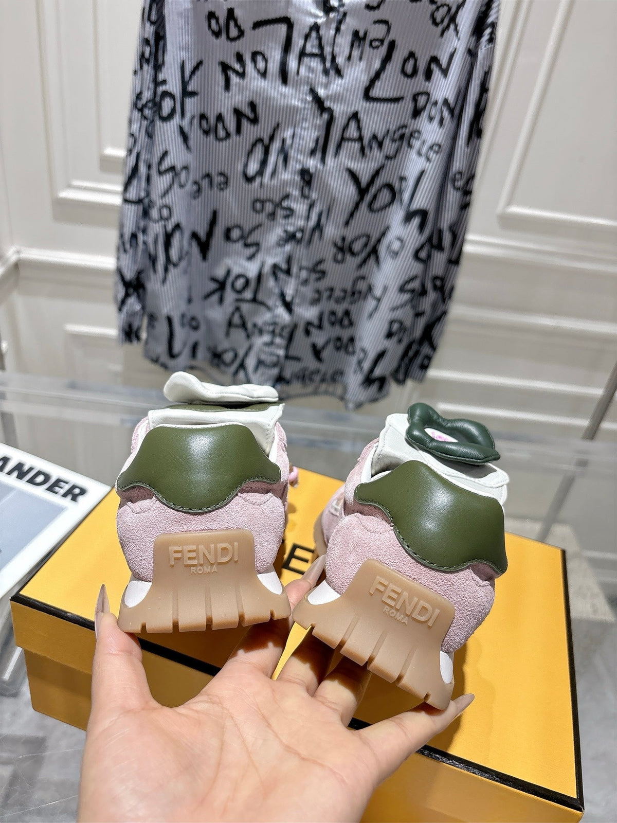 Fendi 26S Sneakers Cream White Fabric And Suede