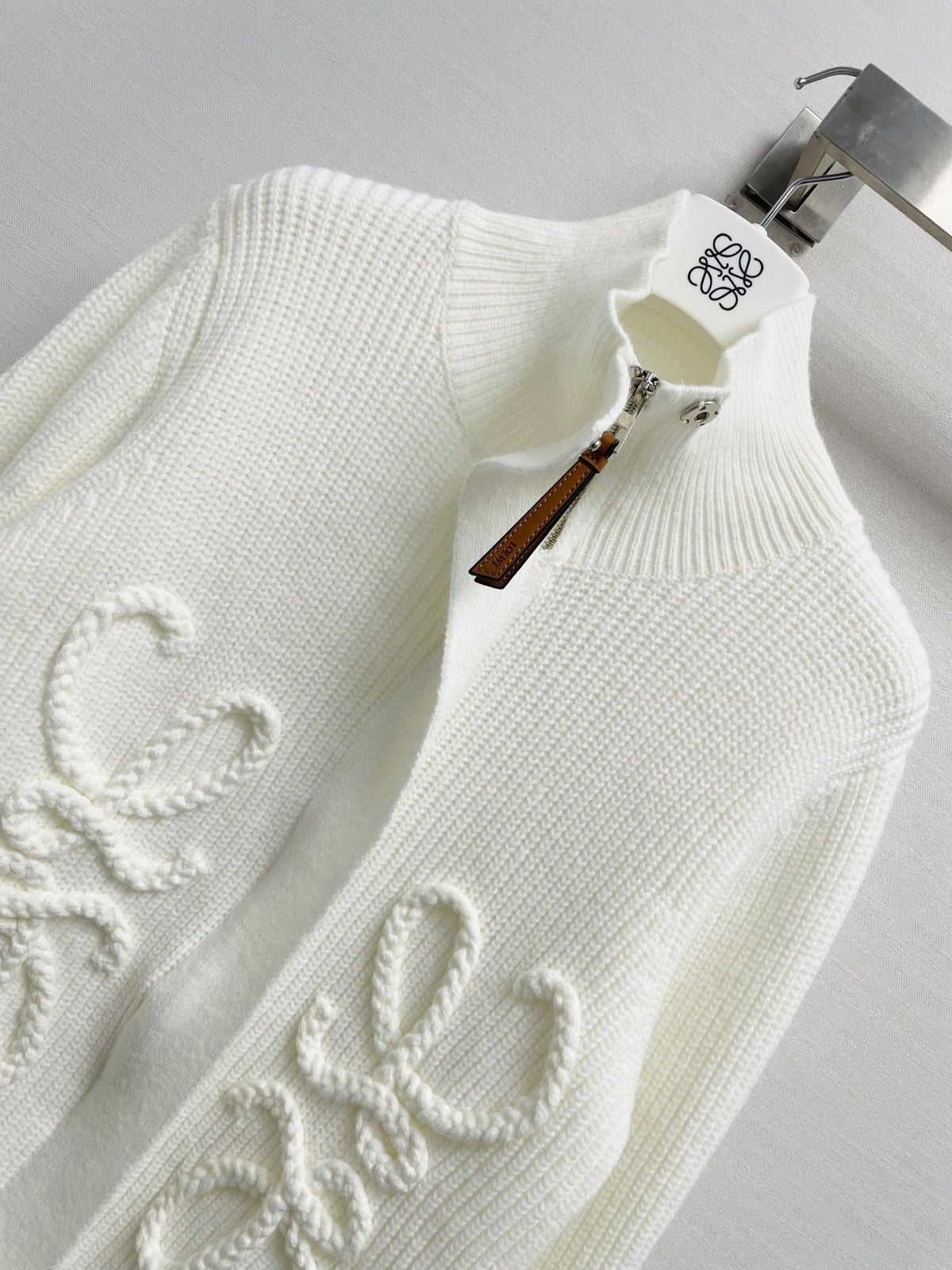 LW 26FW Logo Embossed Ribbed Cardigan Mohair Knitwear 446712