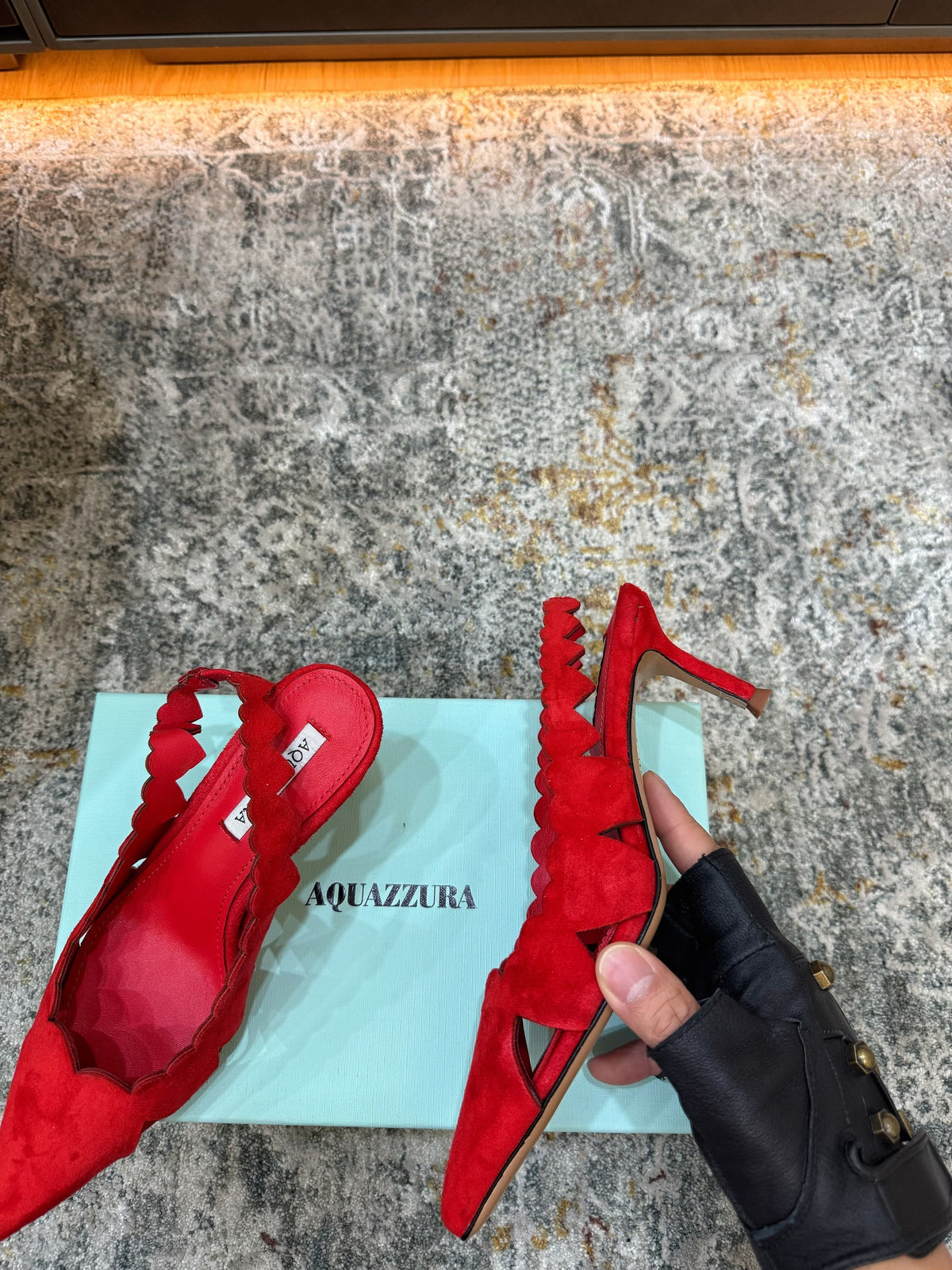Aquazzura 26S Slingback 6cm Red Suede