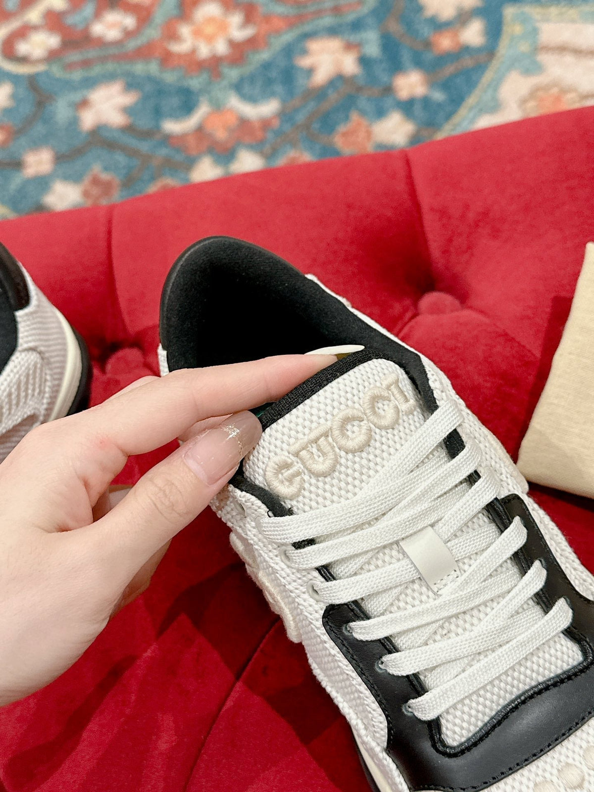 GG 26s Sneakers White Mesh Fabric And Black Calfskin