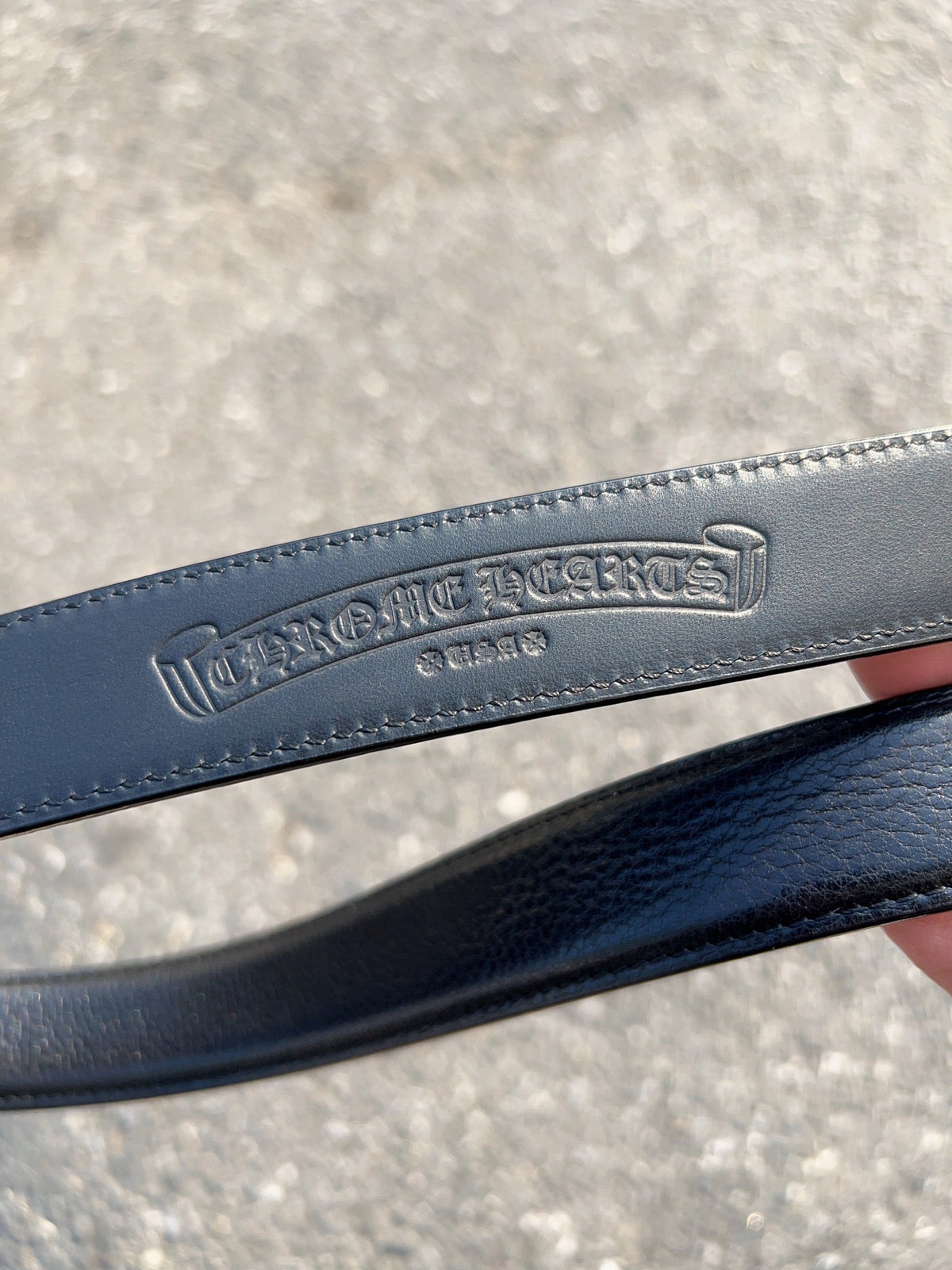 CH Roller Buckle Belt 3.0cm Black Oil-Waxed Cowhide Leathers 203185