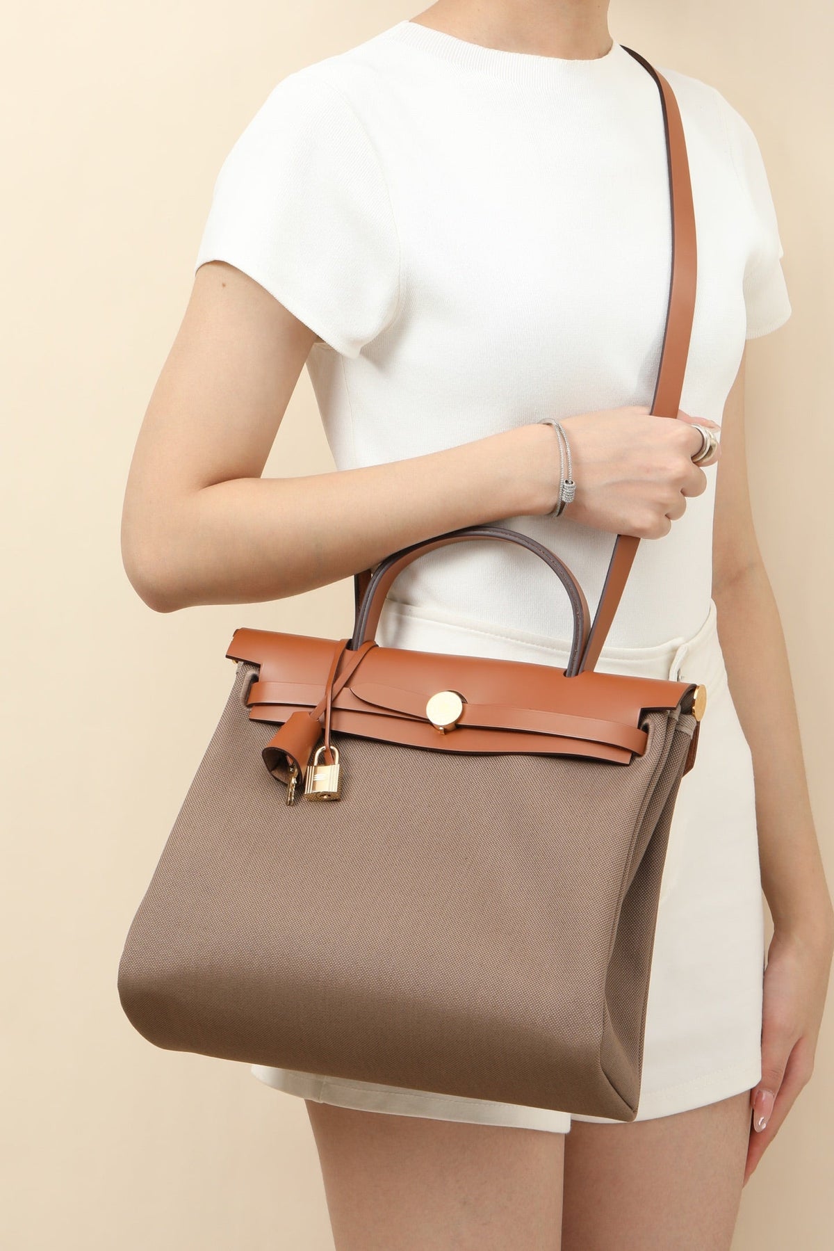 High-end Hermes 2026 Herbag Zip 31cm Hunter Leather And Canvas