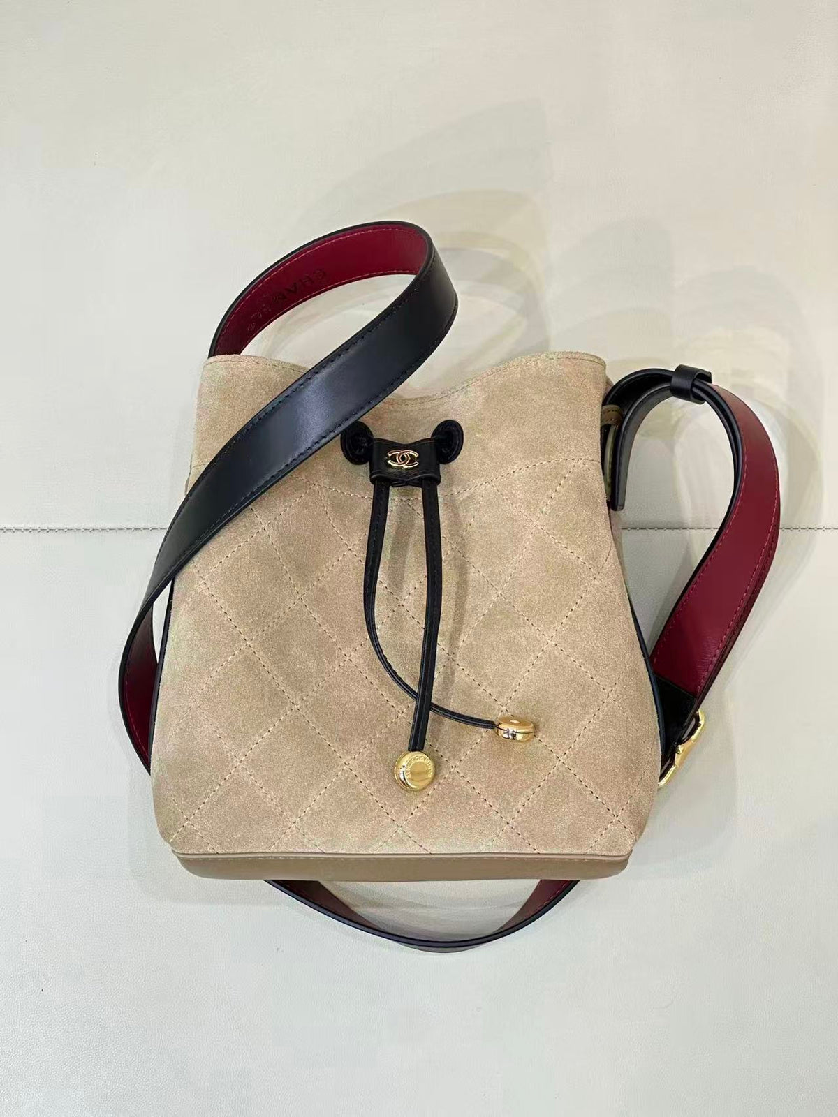 CC 26FW Bucket Bag 19cm Dark Beige Suede Calfskin