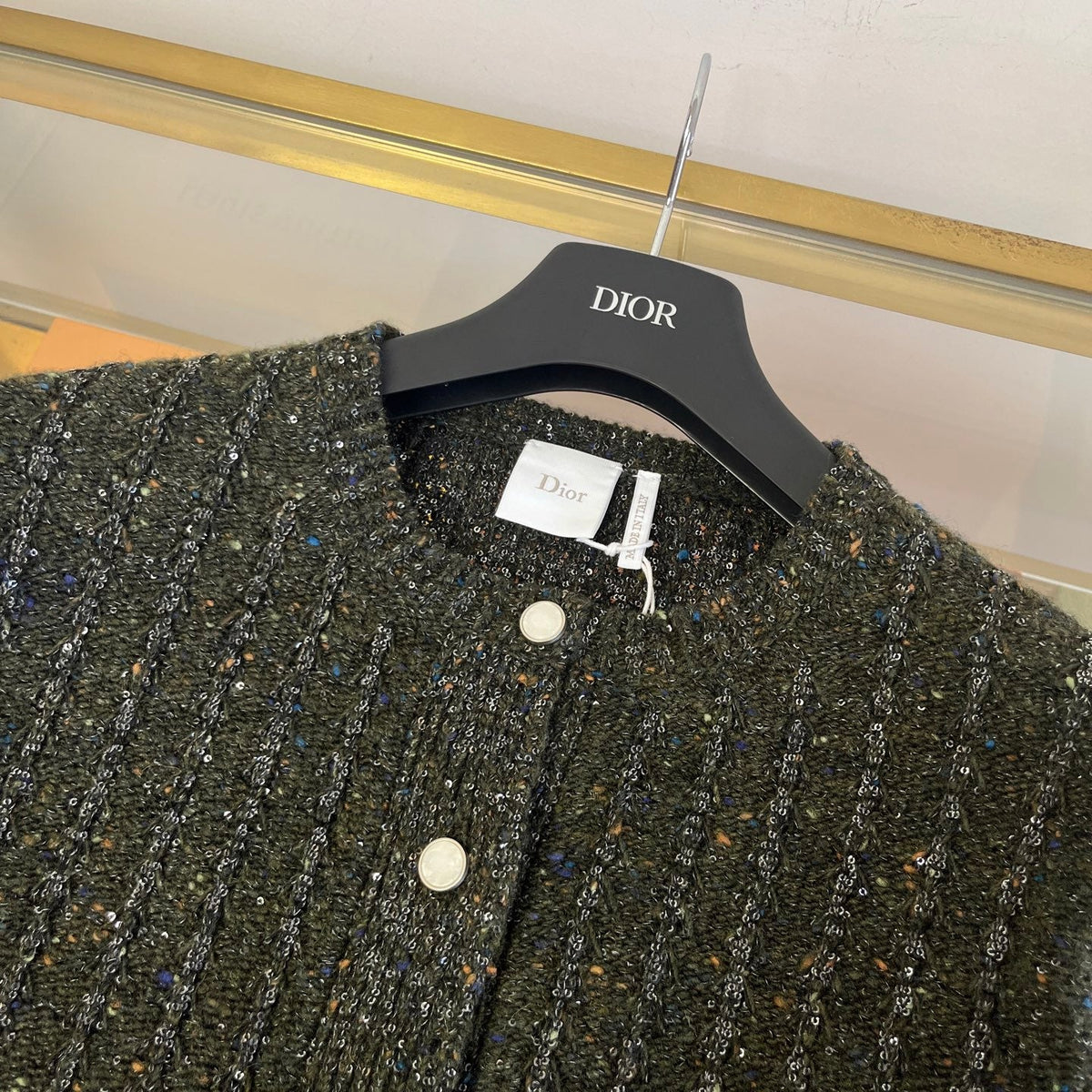 Dior 2026 Cardigan Moss Green Wool With Sequins 435412