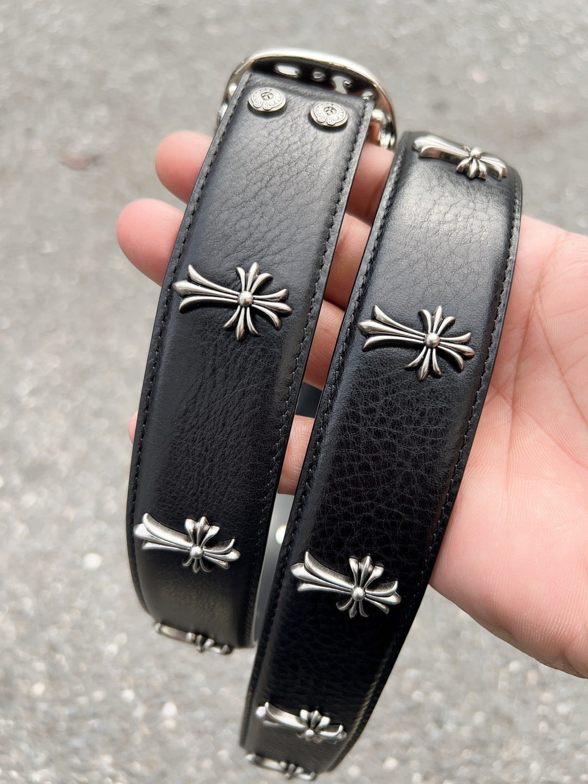 CH Gothic Sword Buckle Belt 3.8cm Black Cowhide Leather 203198