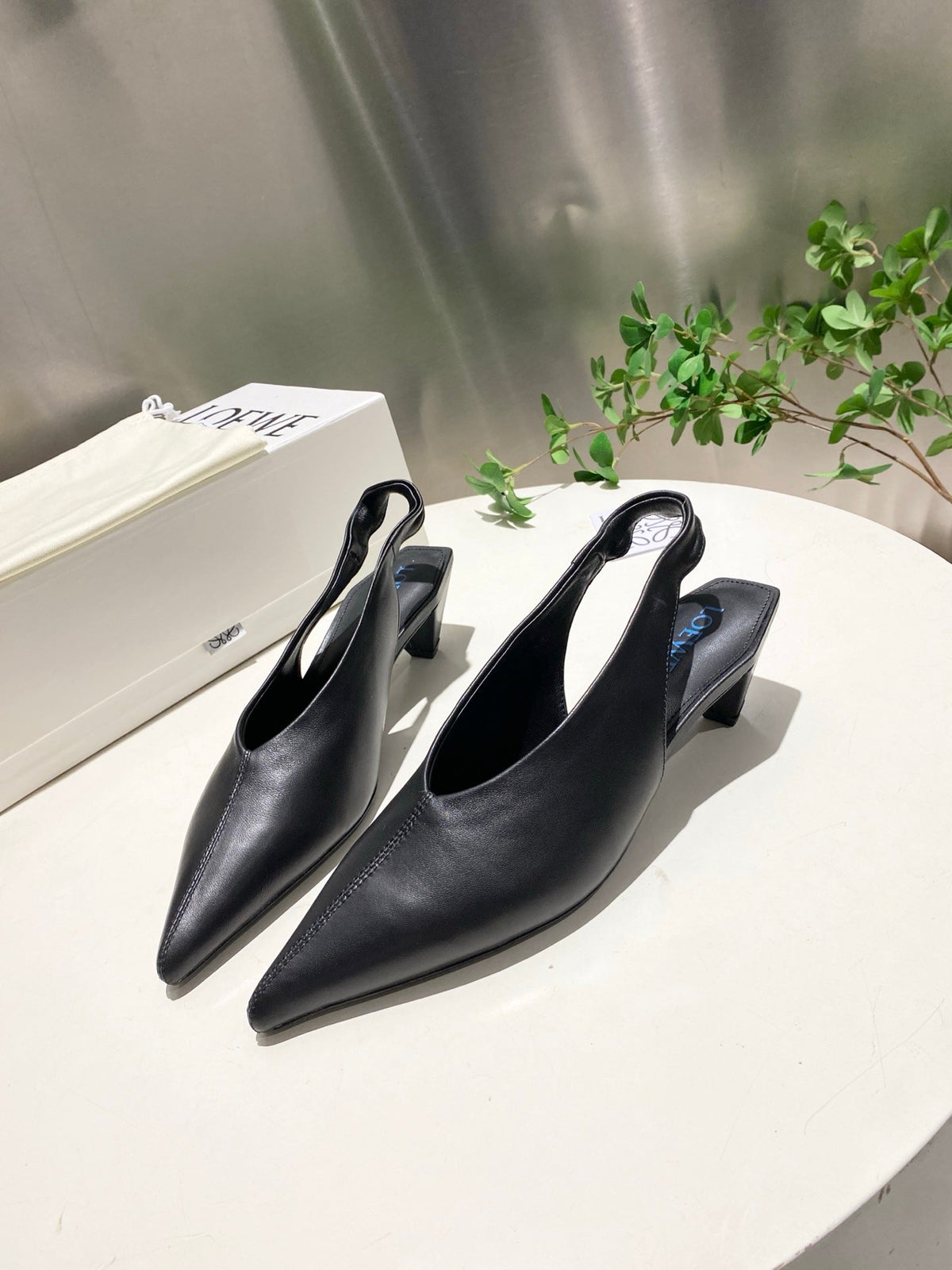 Loewe 2026 Origami Cubic Slingback 45mm Leather 144022