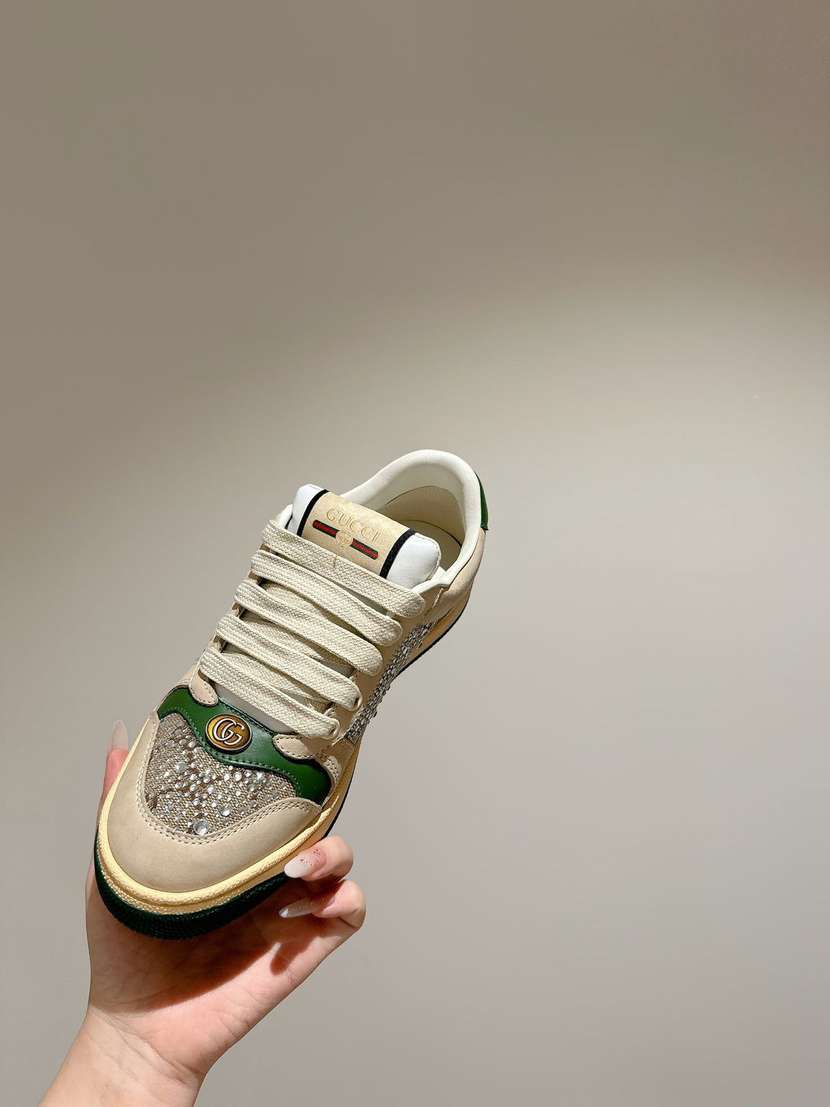 GG 26s Screener Sneaker Beige Suede Mix Canvas