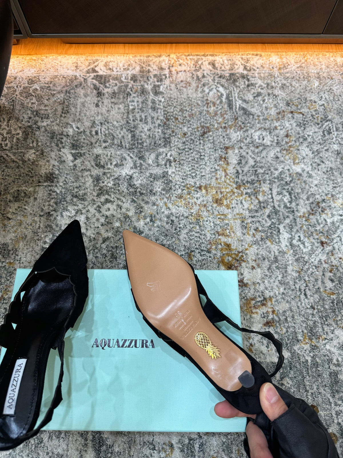 Aquazzura 26S Slingback 6cm Black Suede