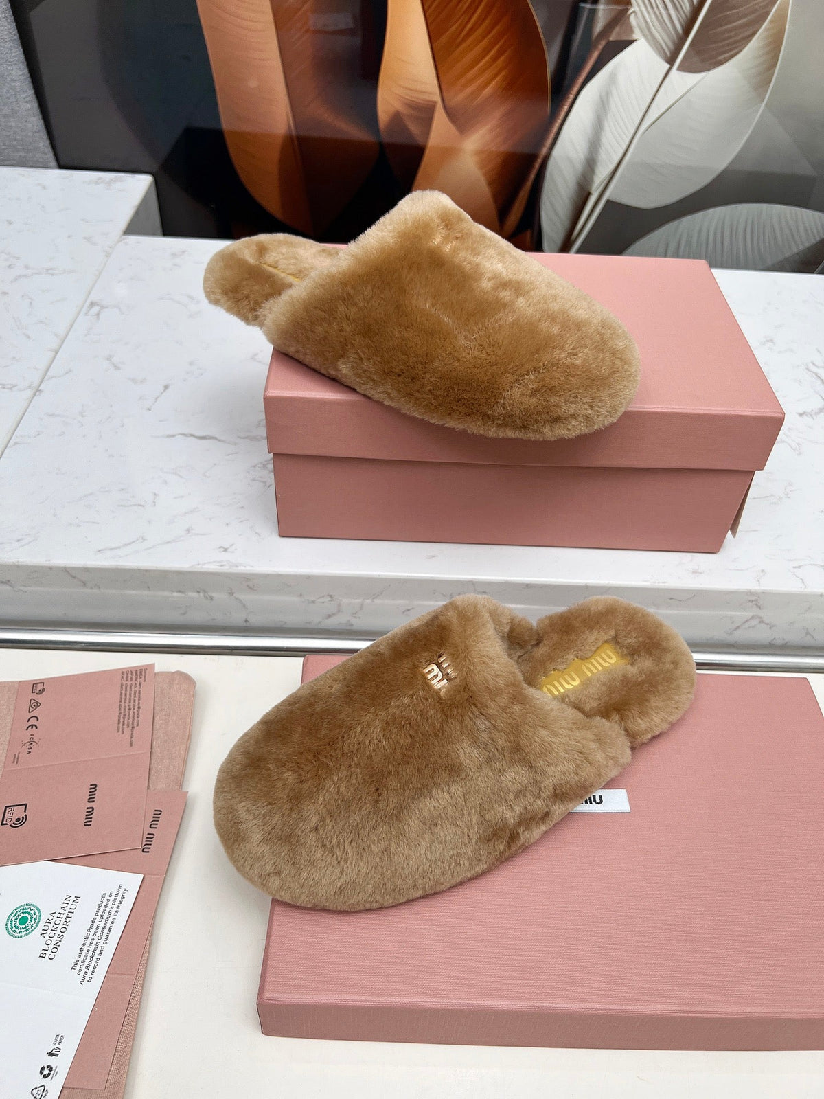 Miumiu 26S Mules Light Brown Shearling