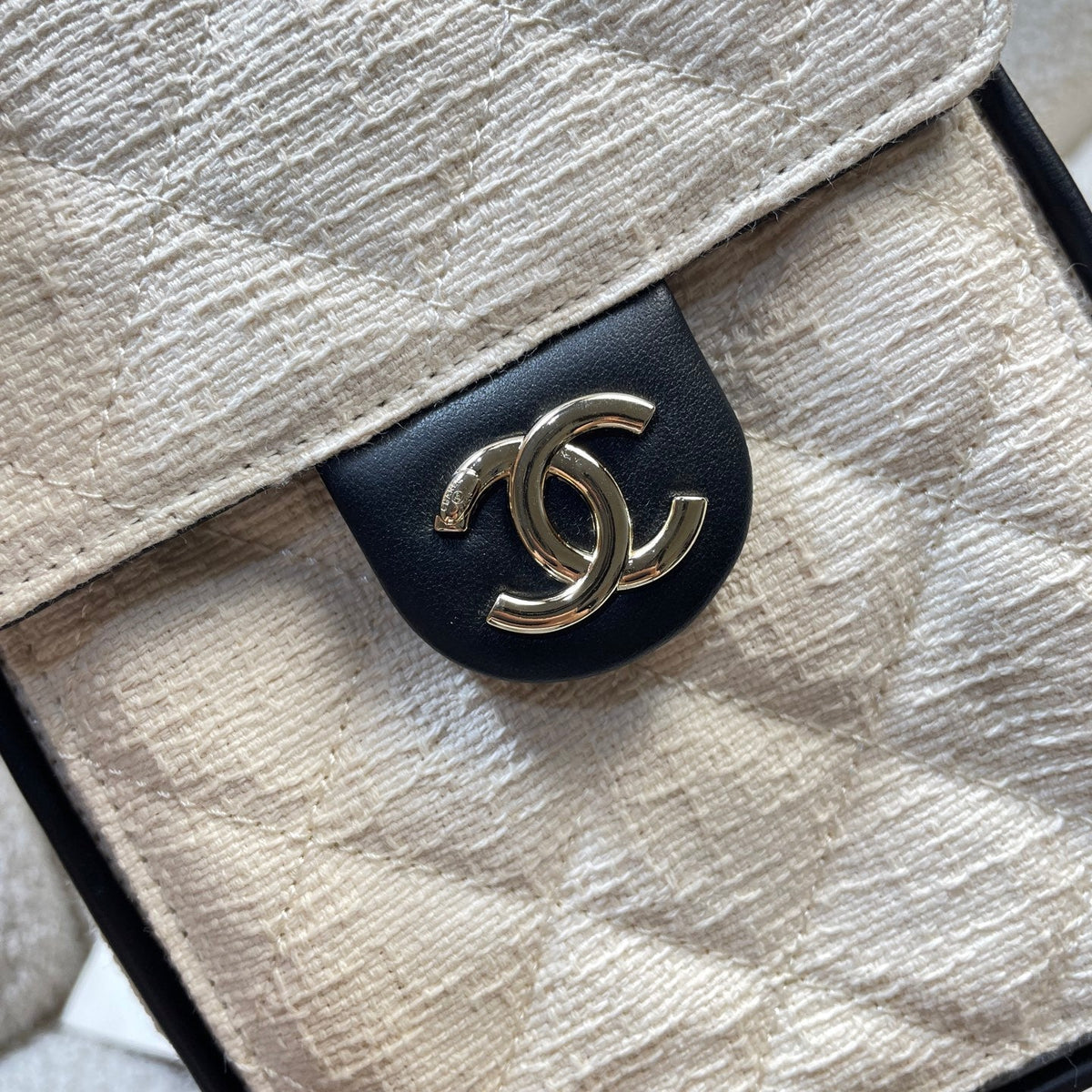 Chanel 2026 Hobo Bag Black Cream Canvas Leather