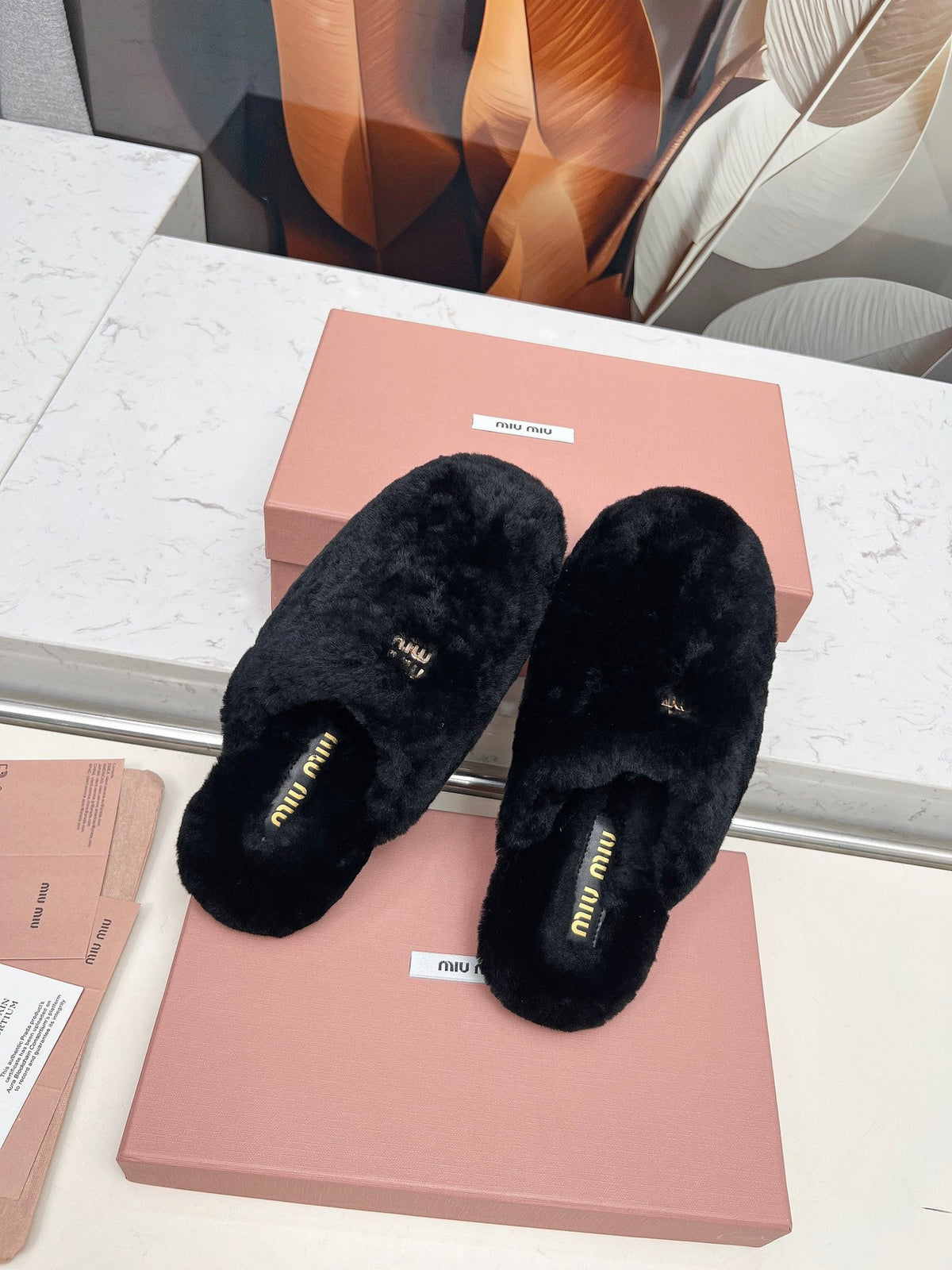 Miumiu 26S Mules Black Shearling