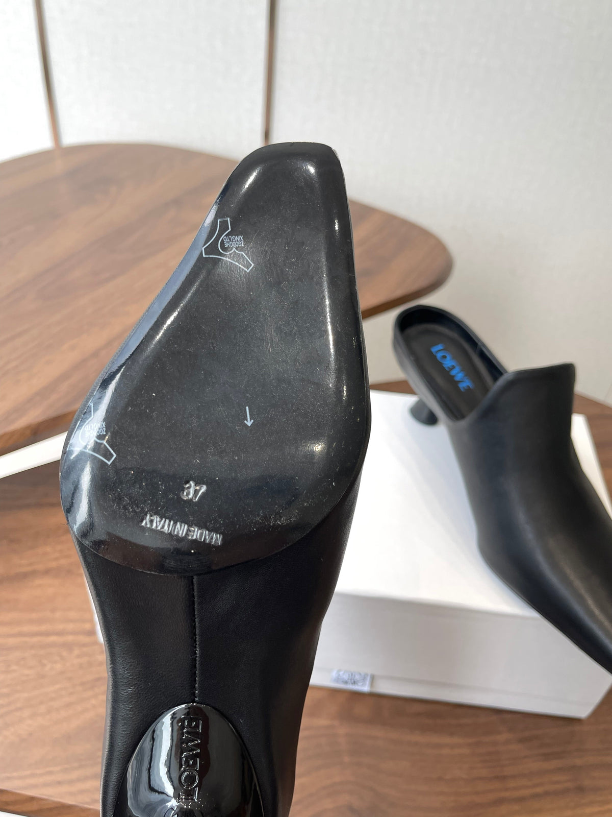 Loewe 26S Emily Mule 55mm In Black Calfskin