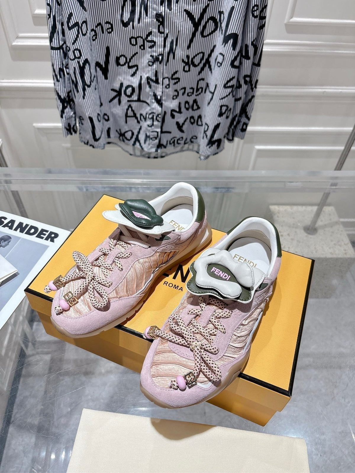 Fendi 26S Sneakers Cream White Fabric And Suede