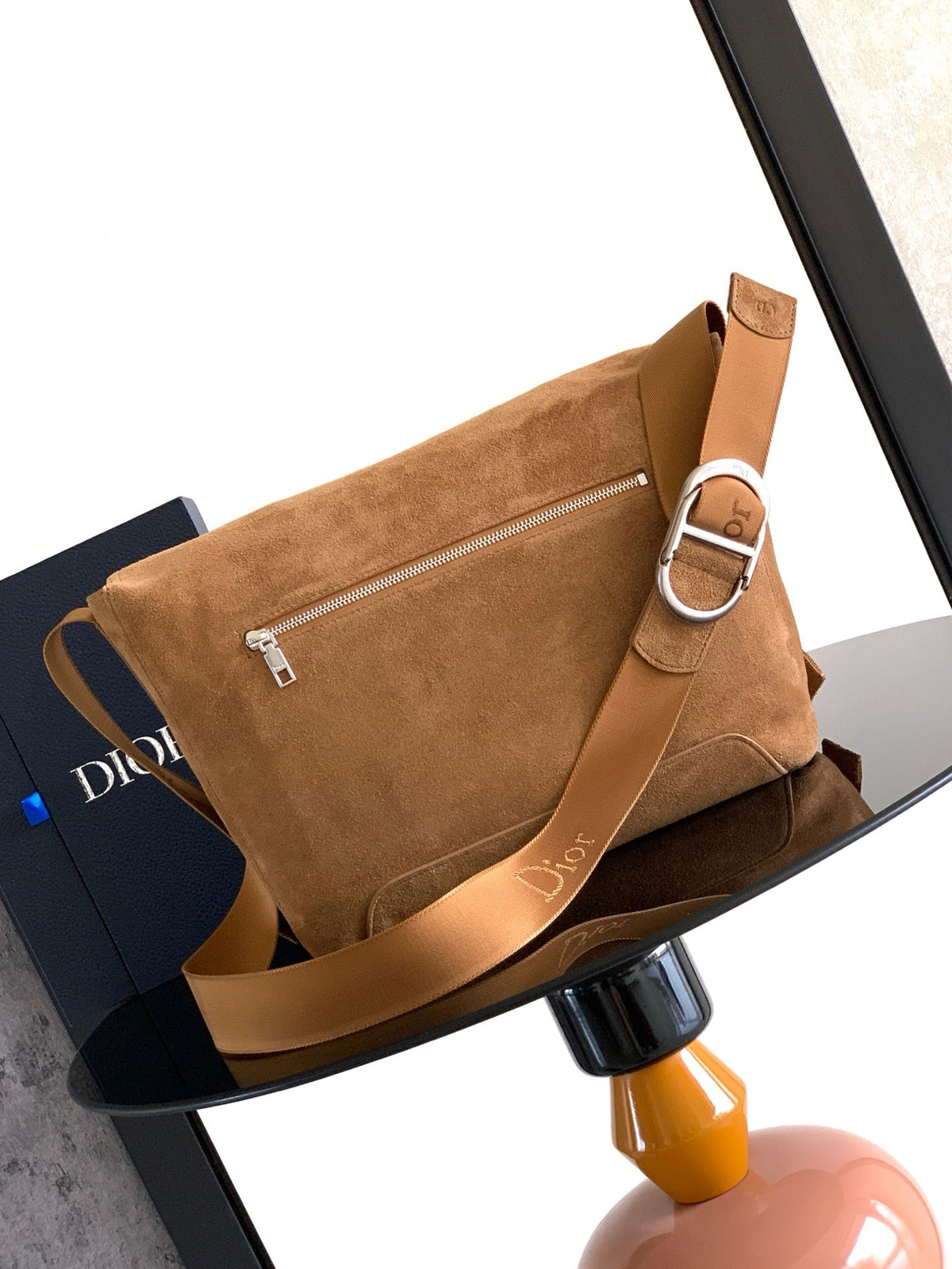 Dior 2026 Medium Jett Flap Bag 31cm Suede Leather Canvas 400813