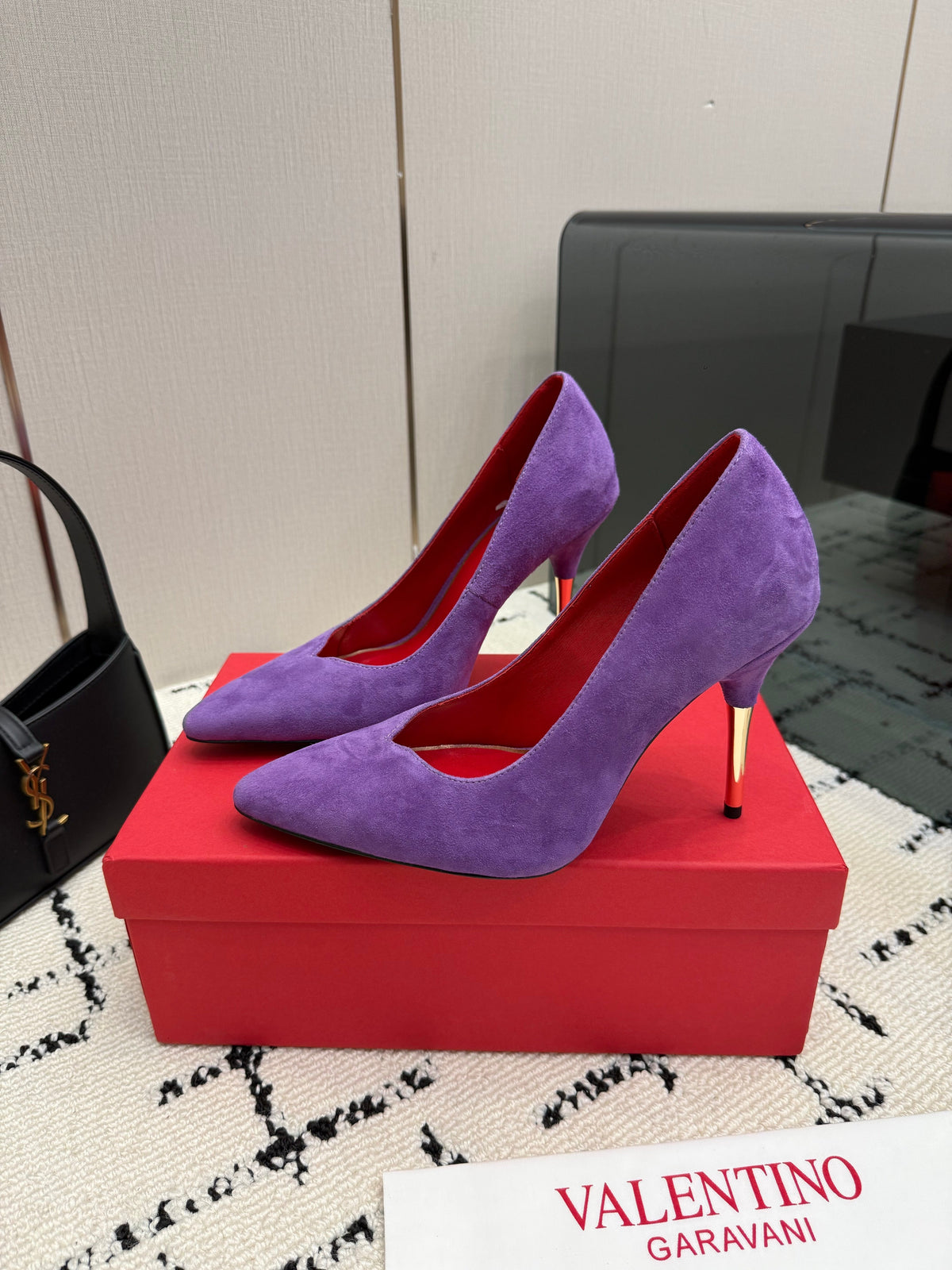 Valentino 26S High Heels 10cm In Purple Suede
