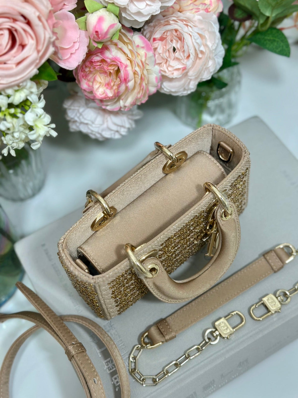 Dior 2026 Lady D-Joy Bag With Chain 16cm Canvas Leather 406830