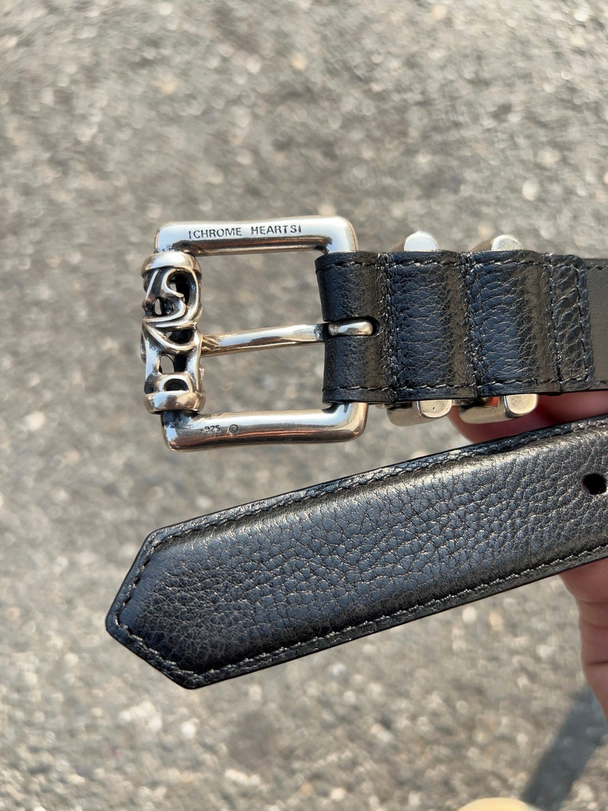 CH Roller Buckle Belt 3.0cm Black Oil-Waxed Cowhide Leathers 203185