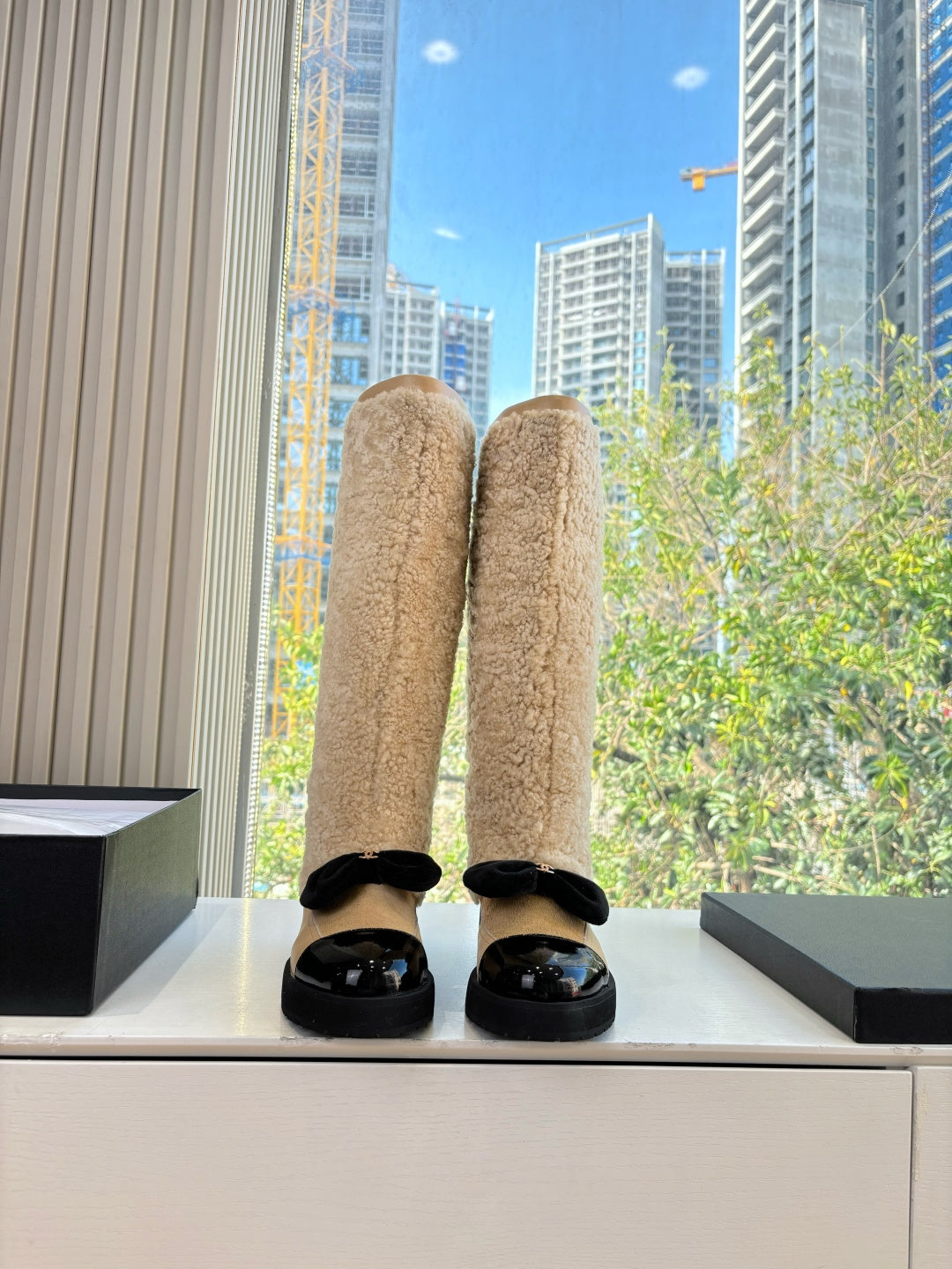 Chanel 2026 Coconeige Bow Boots Wool Cowhide 197168