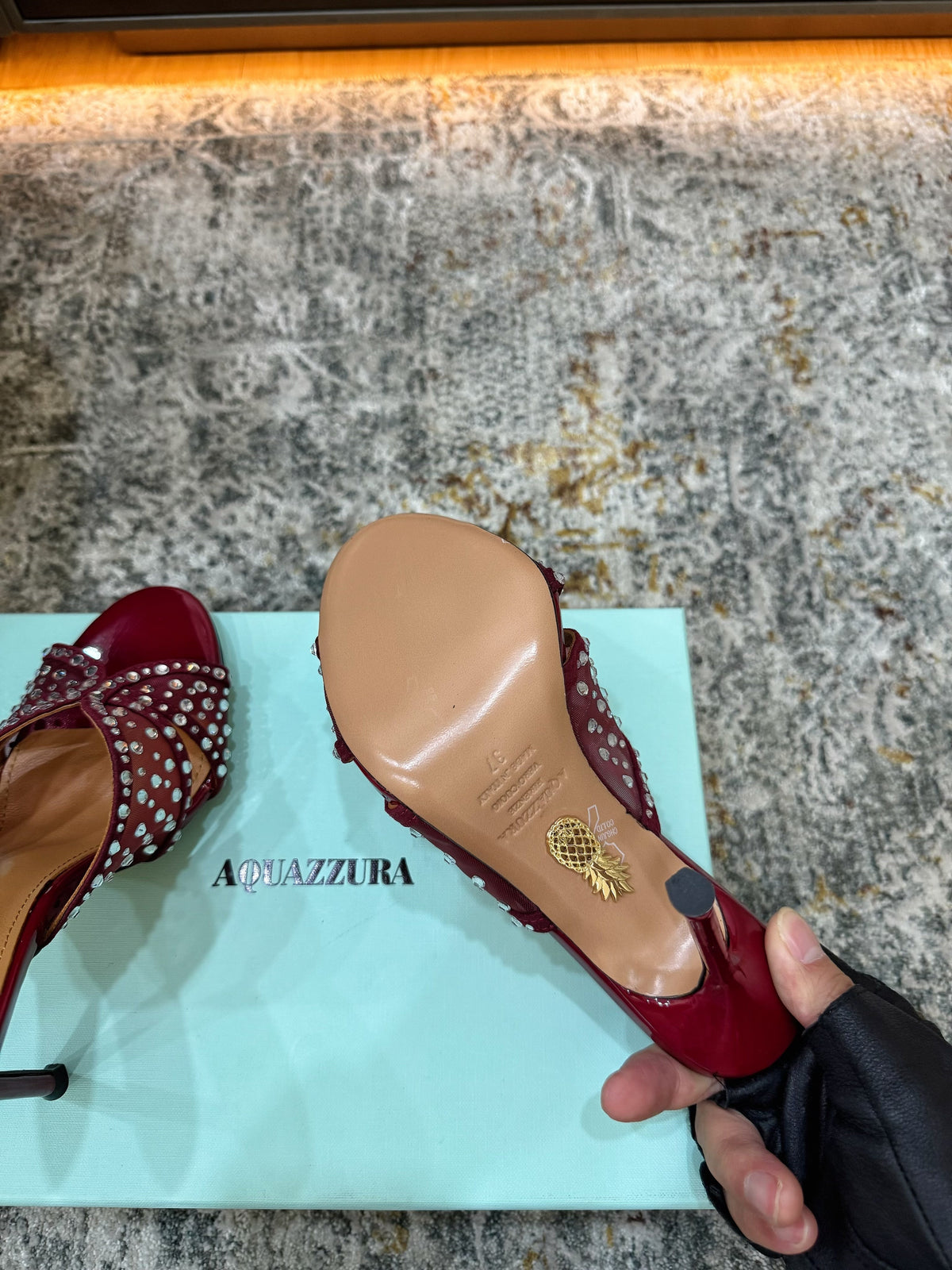 Aquazzura 26S High-Heel Sandals 10.5cm Dark Red Patent Calfskin And Mesh