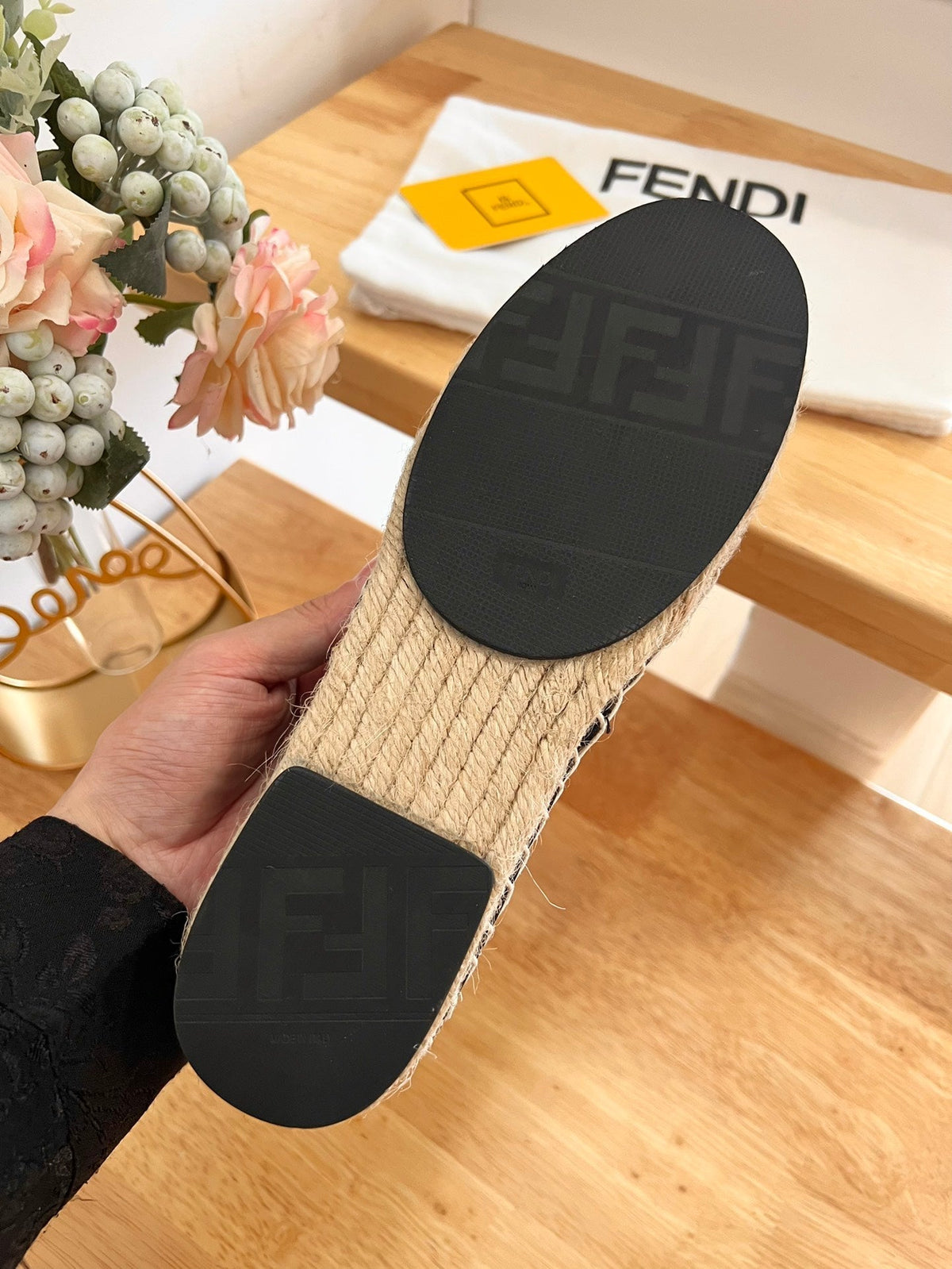 Fendi 26S Espadrille Loafers Dark Brown Canvas Style 6