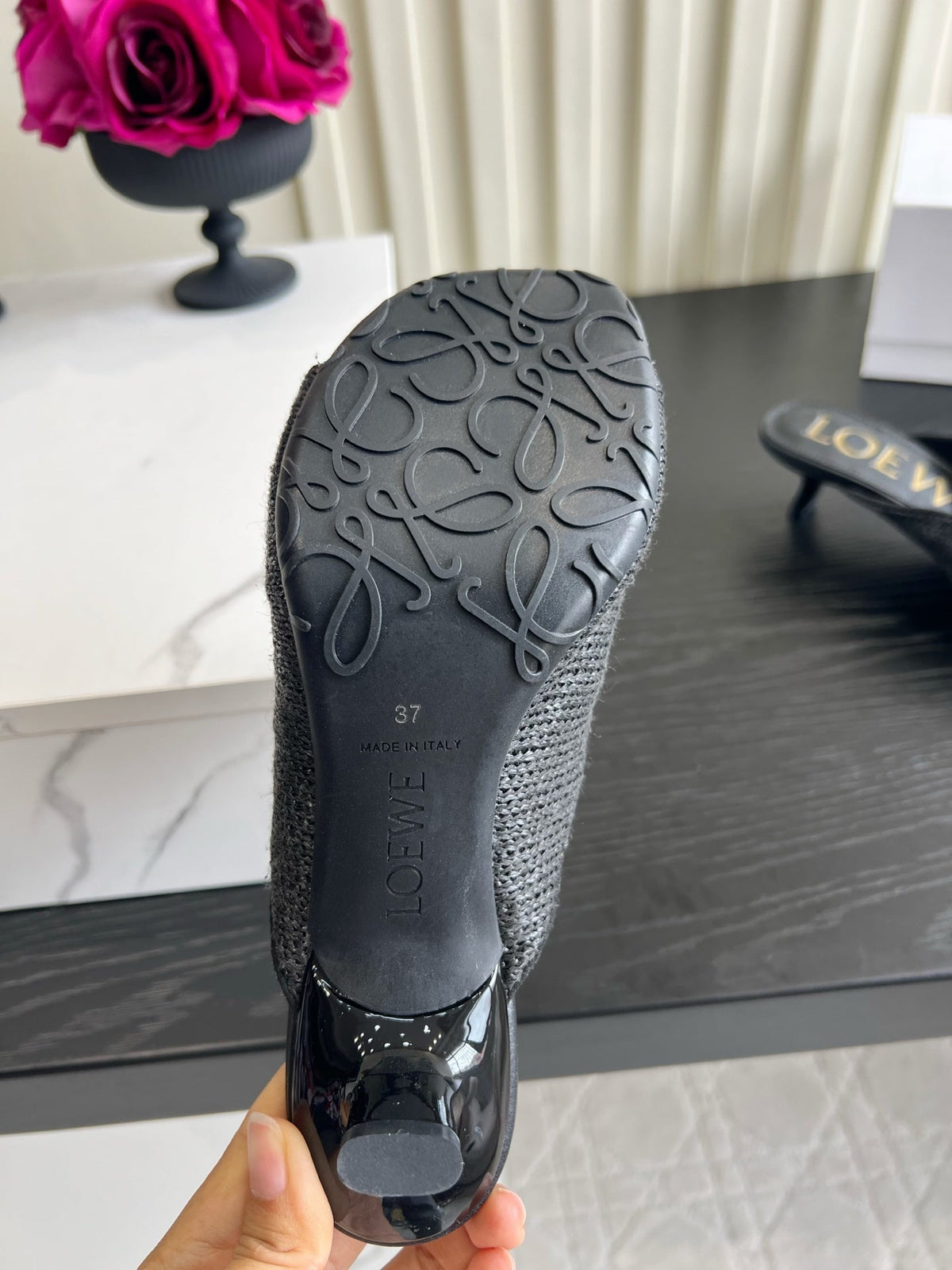 Loewe 26S High-Heel Sandals 45 mm In Black Raffia And Lambskin