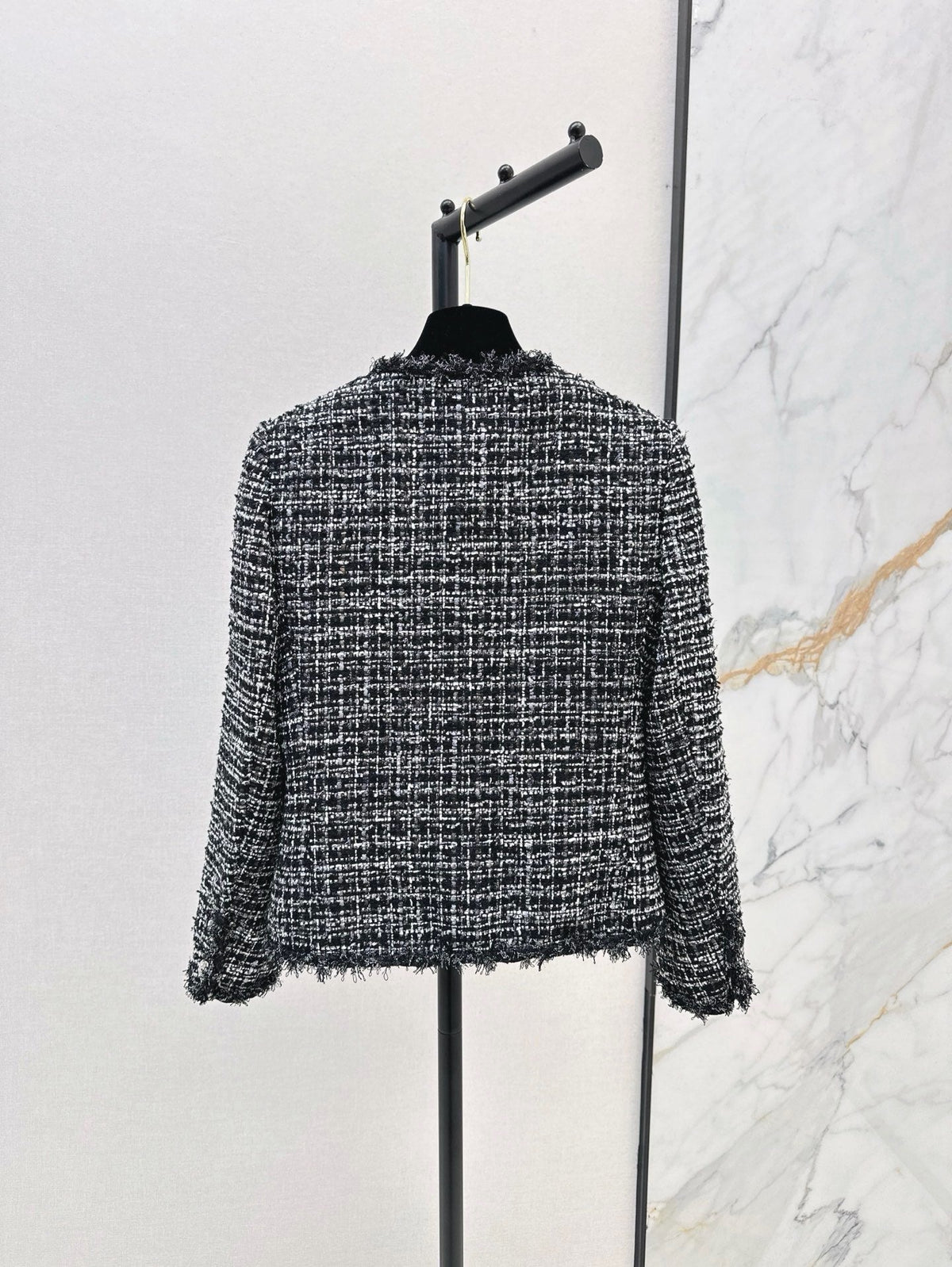 Chanel 2026 Round Neckline Jacket Black Tweed