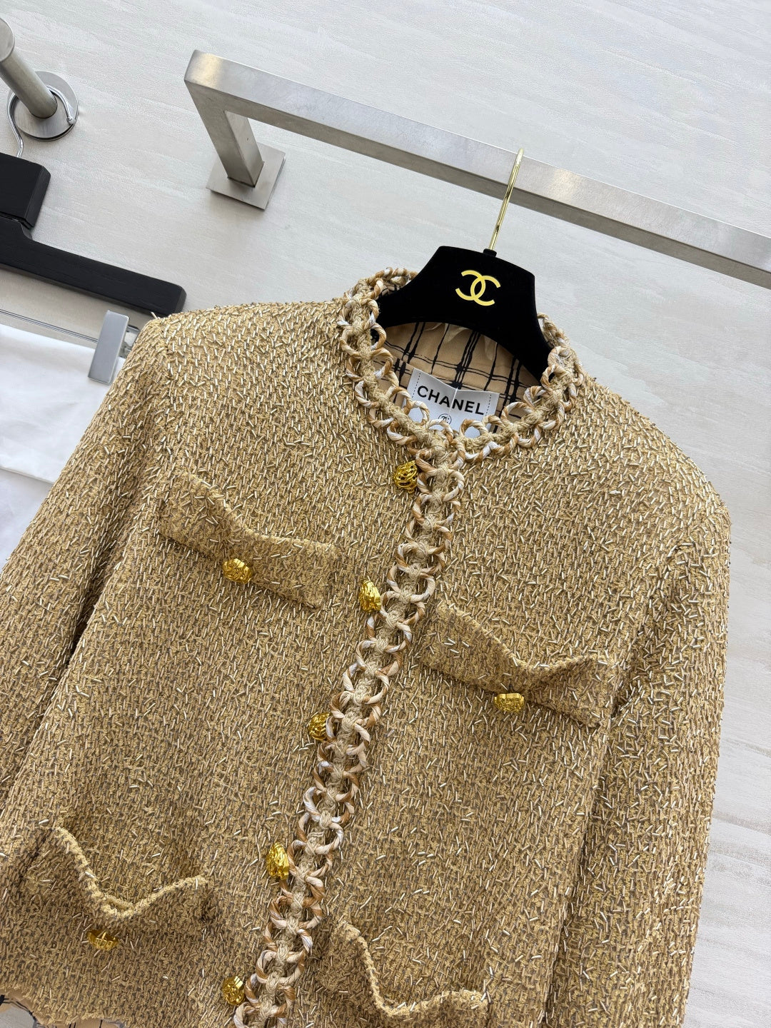 Chanel 2026 Bow Jacket Gold Tweed