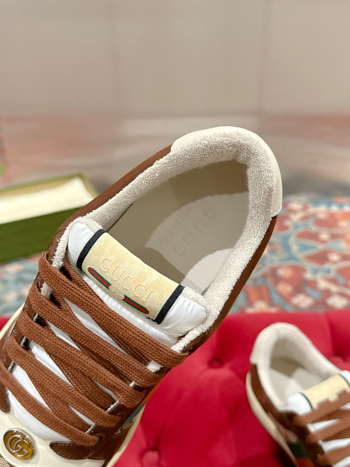 GG 26s Screener Sneaker Brown Suede And Beige Canvas