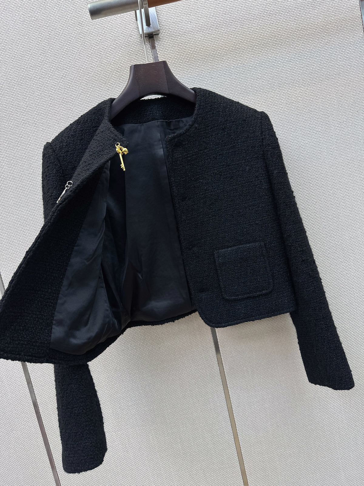 CC Cropped Tweed Jacket Wool Blend