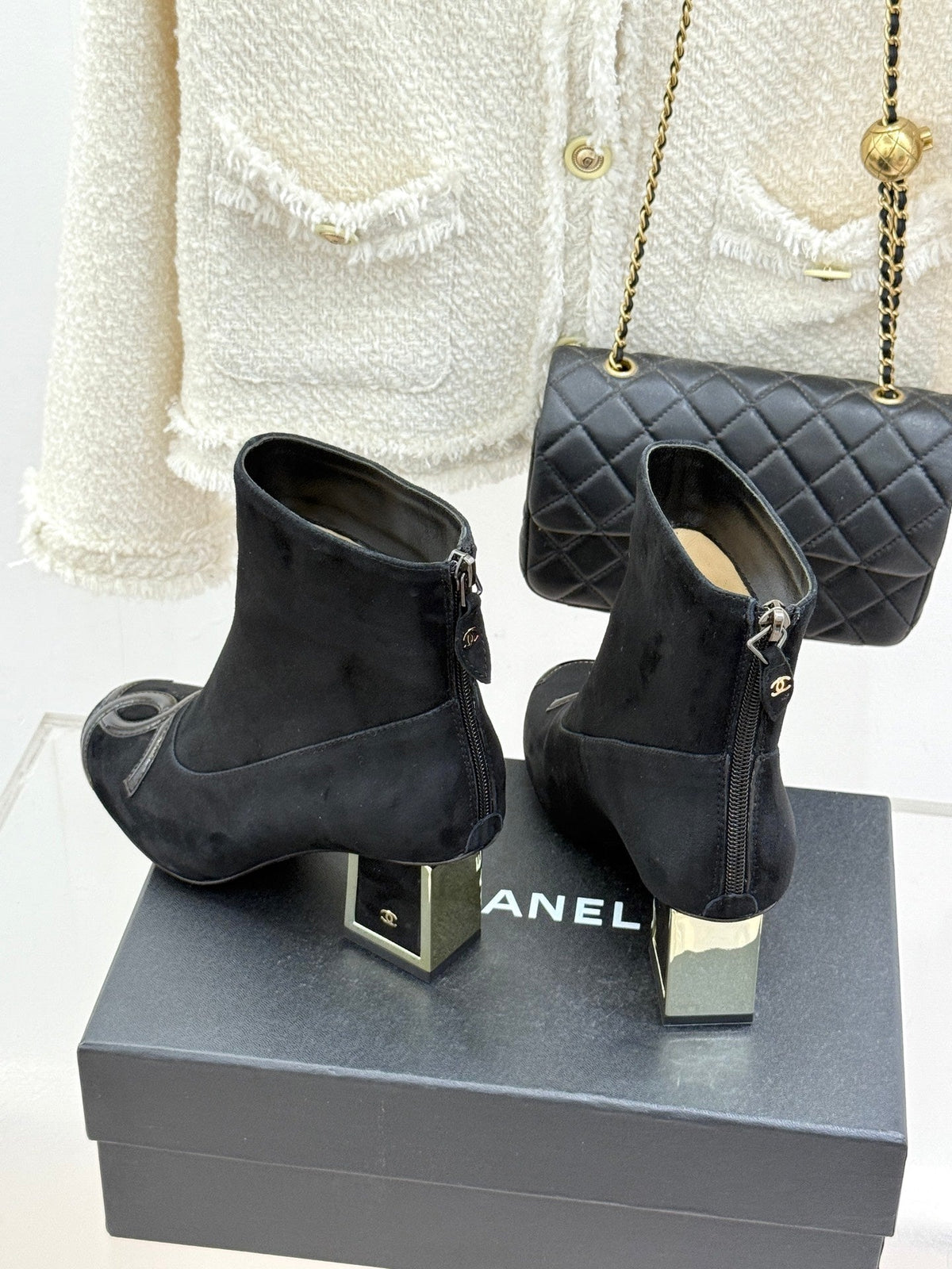 Chanel 2026 Ankle Boots Suede Patent Leather 188314