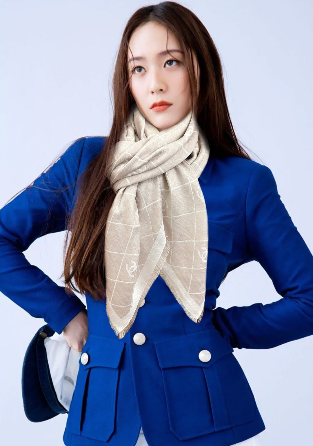 CC 2026 Square Scarf 140cm Wool Silk 550789