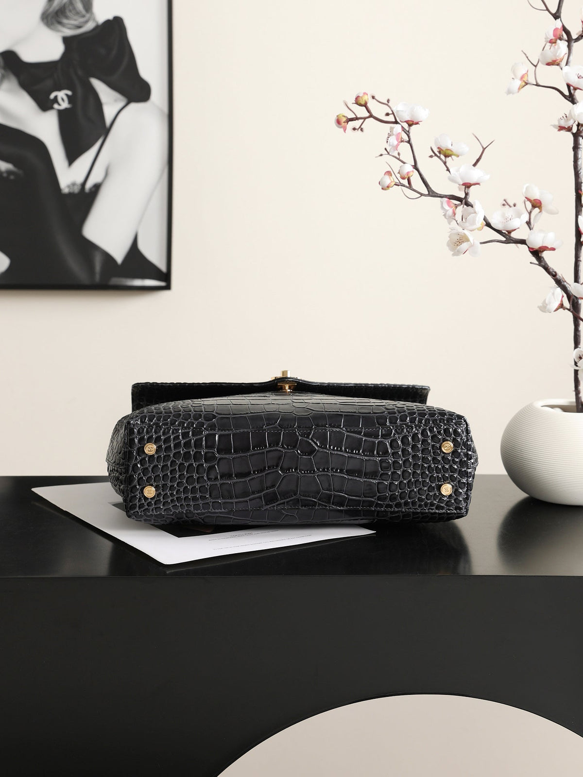 Chanel 2026 Large Flap Bag 31cm Crocodile-Embossed Leather 407098