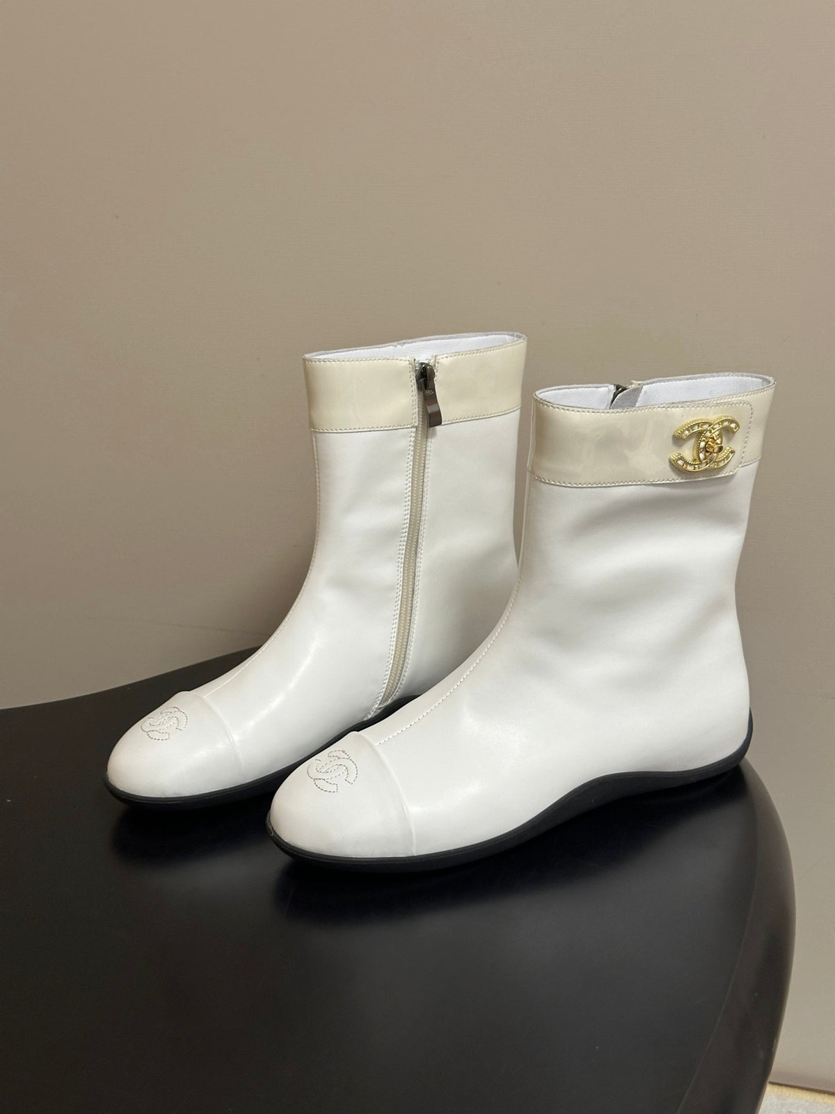 Chanel 2026 Flat Ankle Boots Cowhide 185642