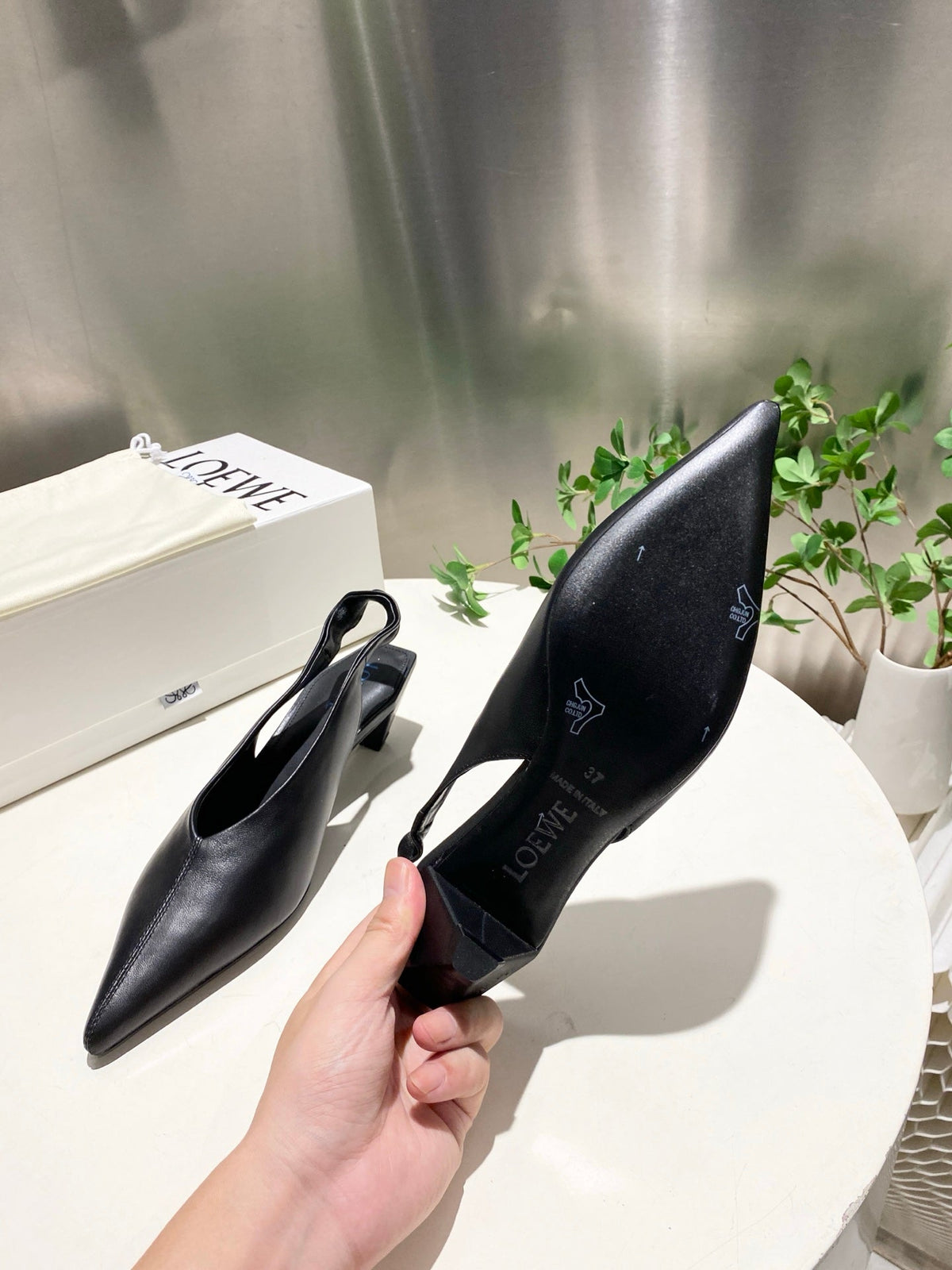 Loewe 2026 Origami Cubic Slingback 45mm Leather 144022