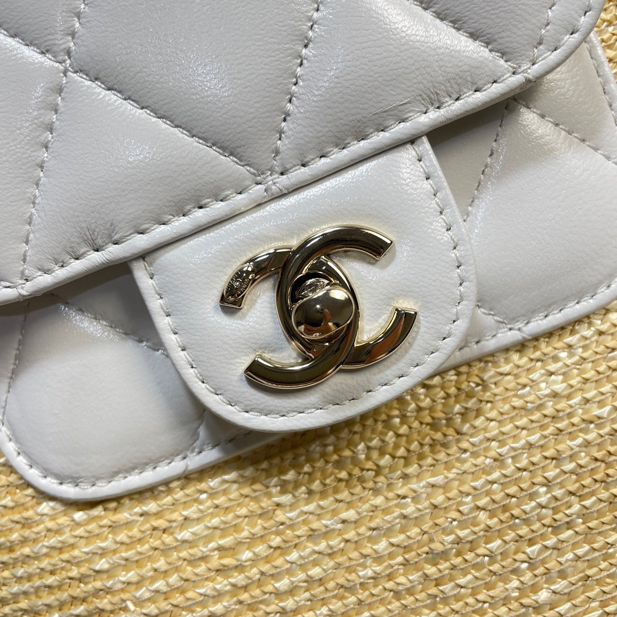 Chanel 2026 Shopping Tote Bag 41cm Raffia Suede Lambskin
