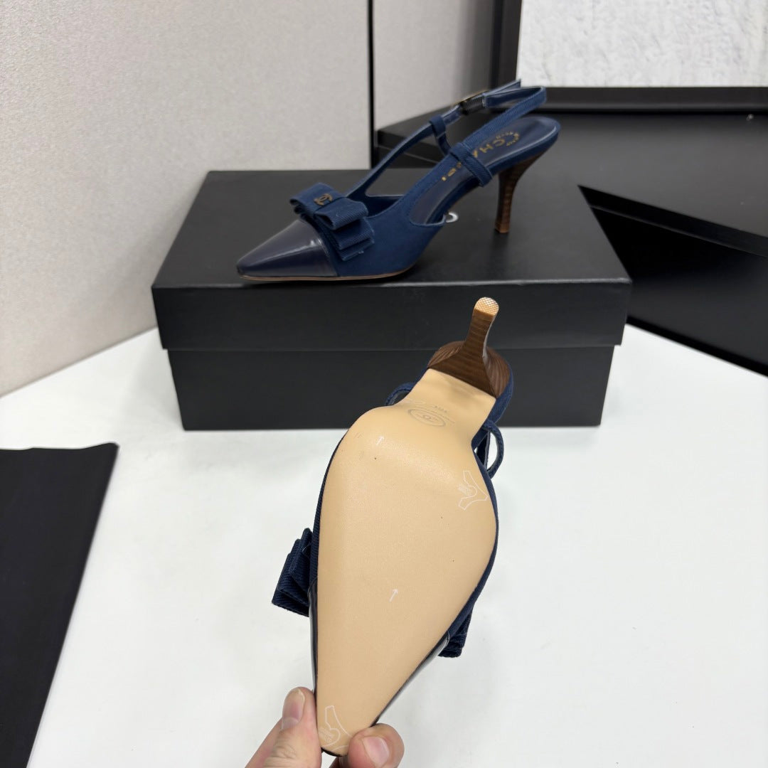 Chanel 2026 Bow Slingback 75mm Canvas Leather Suede 193798