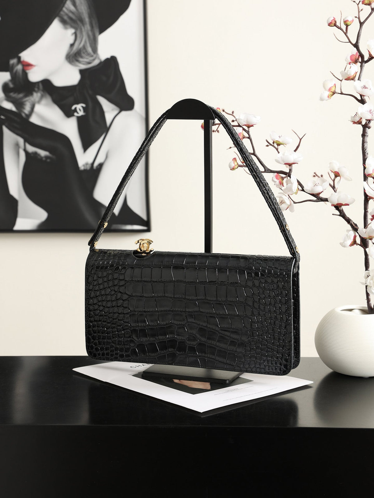 Chanel 2026 Vanity Clutch Bag 30cm Crocodile Embossed Leather