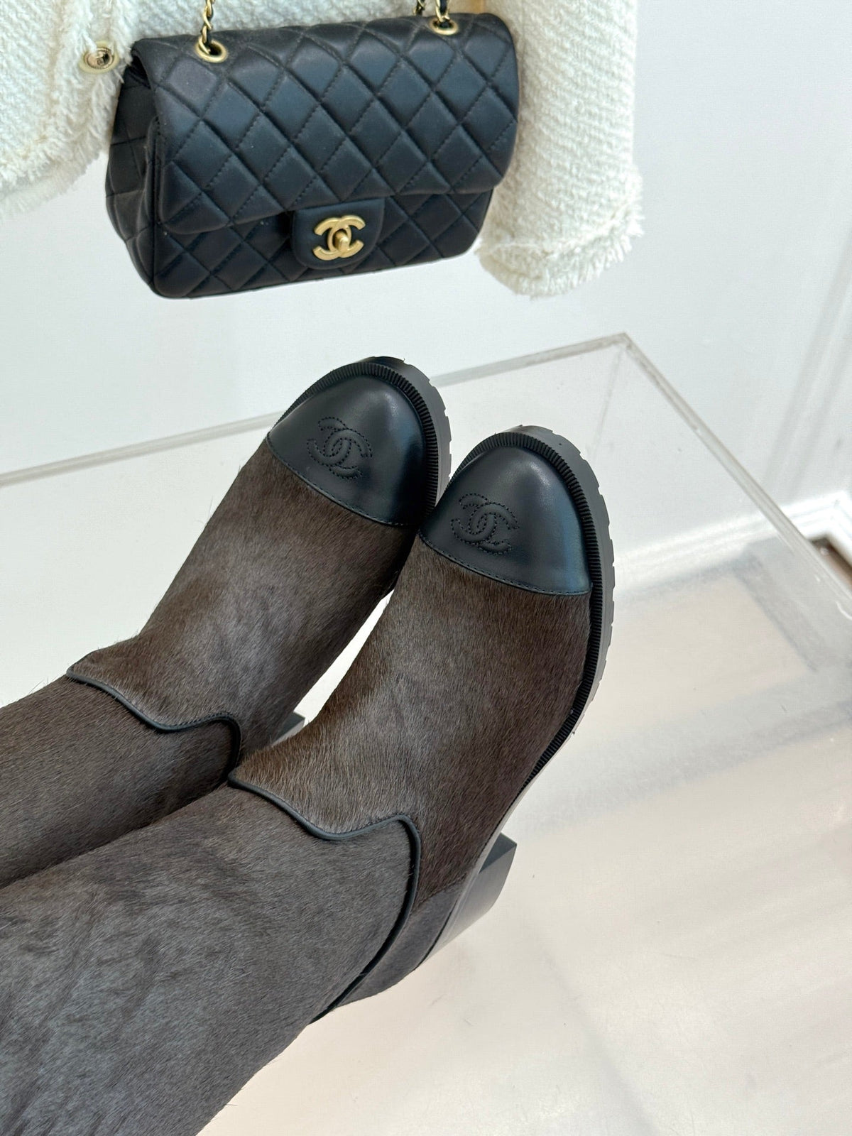 Chanel 2026 Square Heel Boots Pony Hair 188340