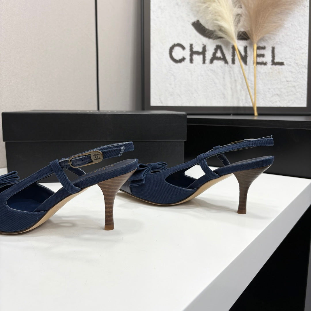 Chanel 2026 Bow Slingback 75mm Canvas Leather Suede 193798