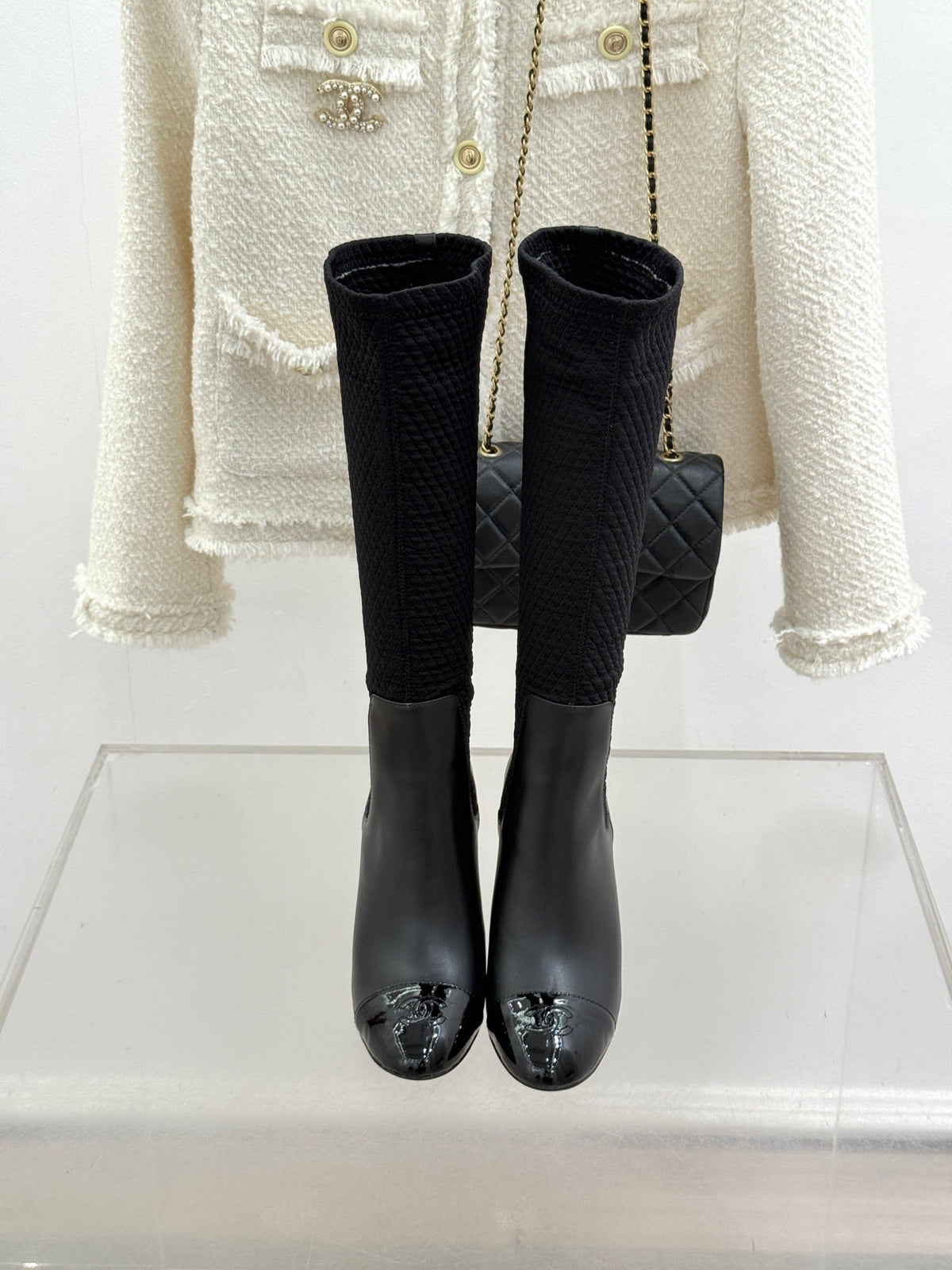 Chanel 2026 Quilted Knee-High Boots Fabric Leather 188488