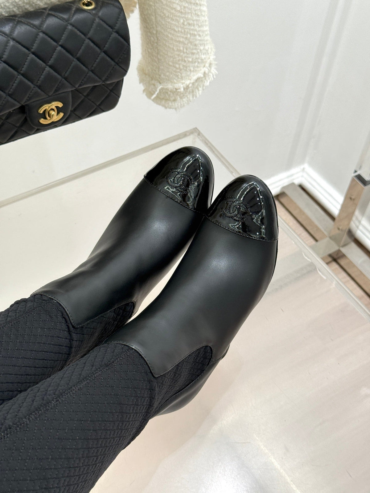 Chanel 2026 Quilted Knee-High Boots Fabric Leather 188488
