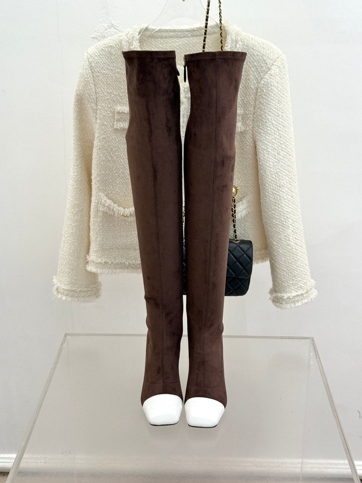 Chanel 2026 Two-Tone Boots 85mm Suede Leather 188517
