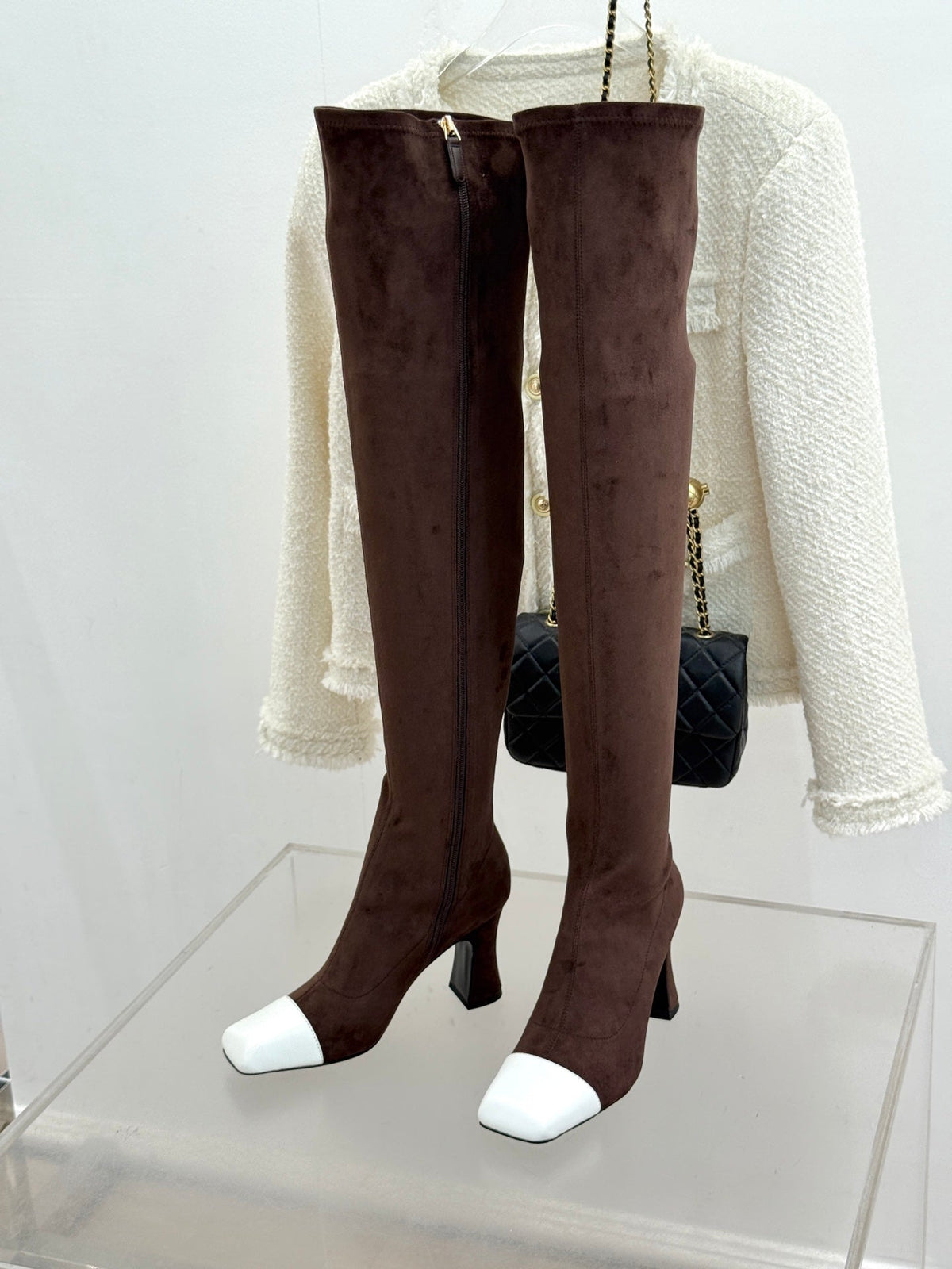 Chanel 2026 Two-Tone Boots 85mm Suede Leather 188517