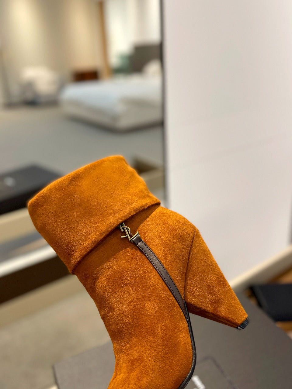 YSL 26s Niki Ankle Boots Orange Orange Suede 145336