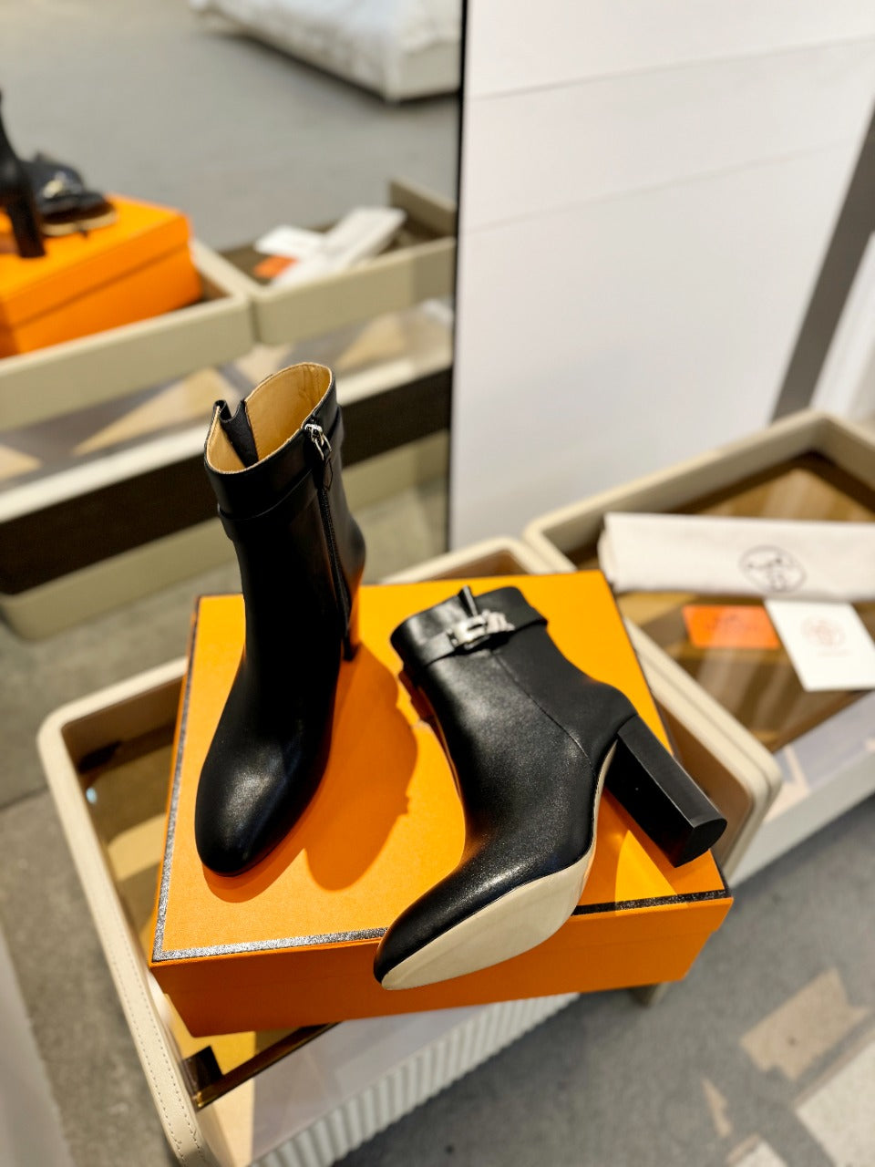 HM Saint Germain Ankle Boot 85mm Black Cowhide 961647