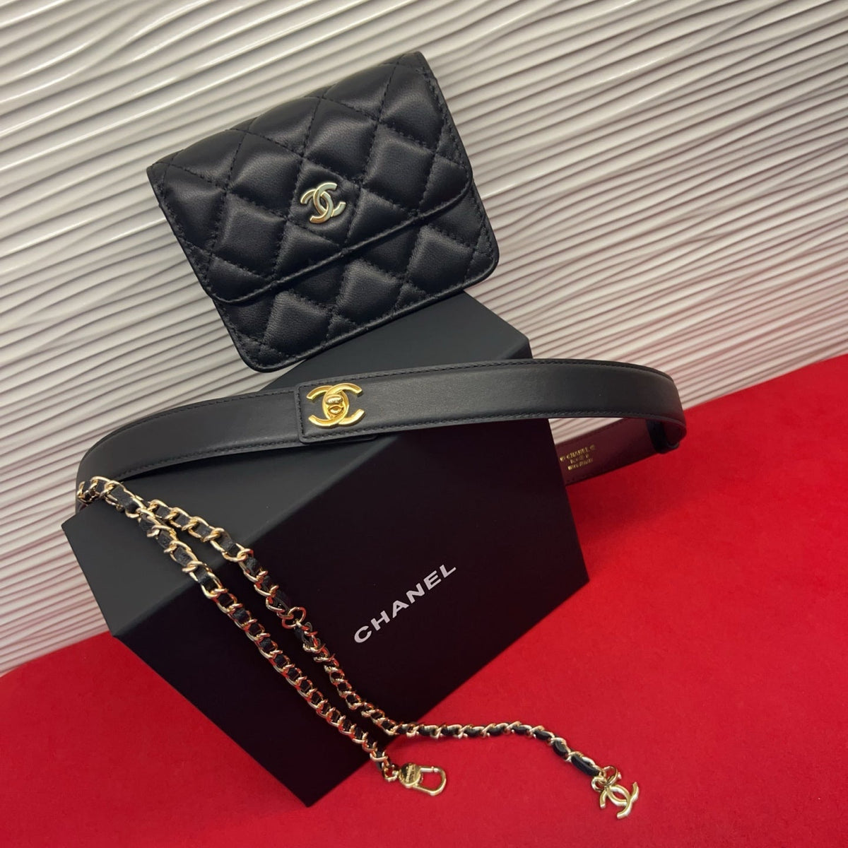 Chanel 2026 Quilted Belt Bag 25mm Black Lambskin