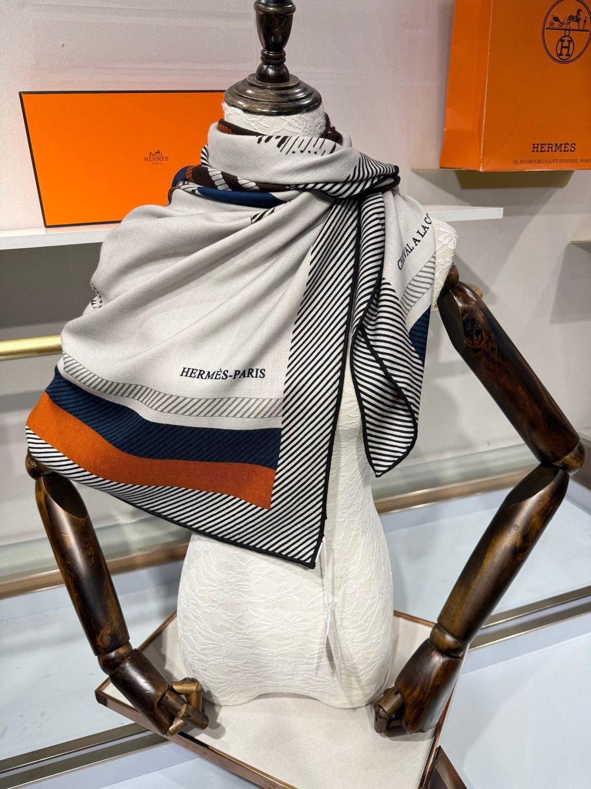 Hermes 2026 Cheval à la Couverture Spirale Square Scarf 140cm Cashmere Silk