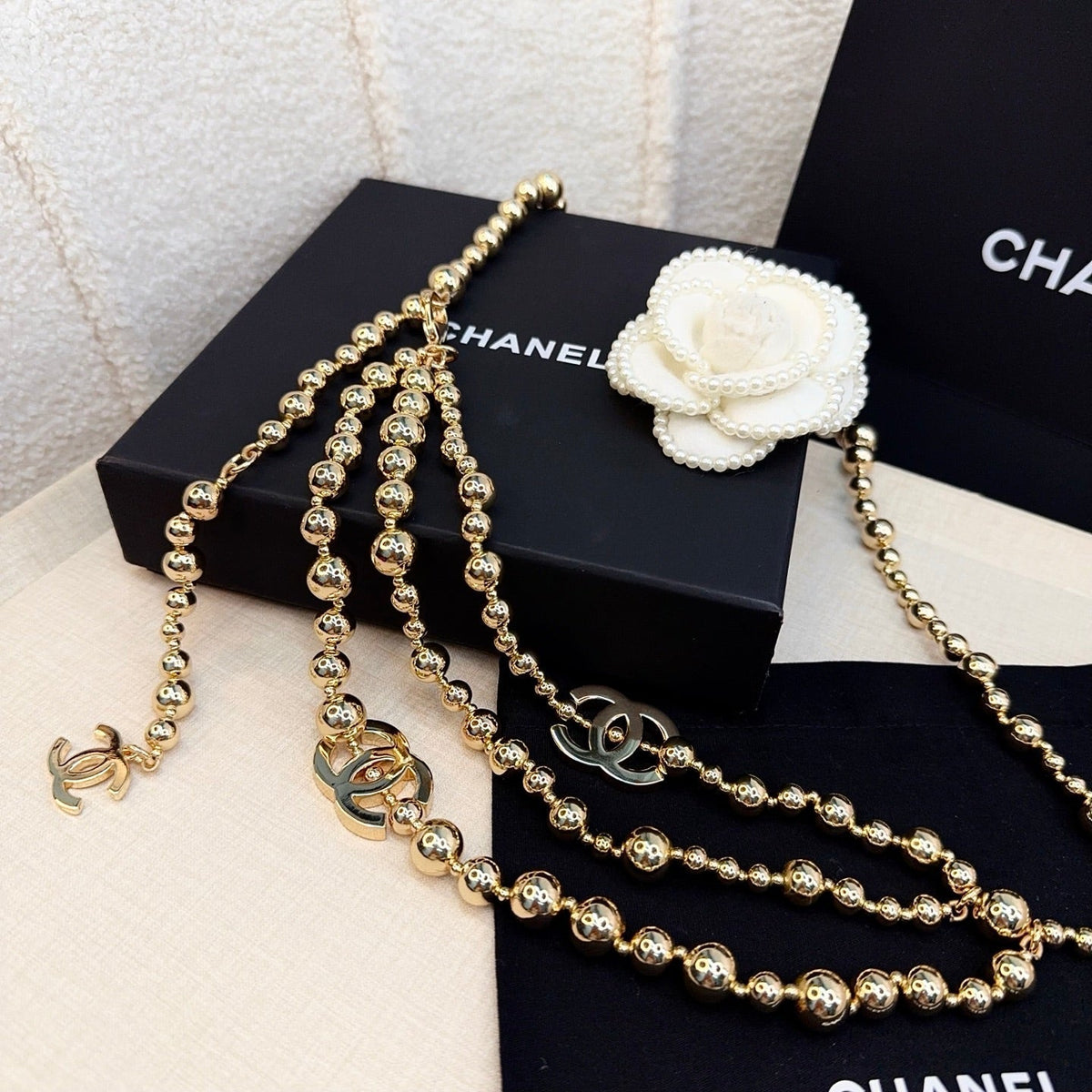 Chanel 2026 CC Logo Beaded Waist Chain Belt 217367