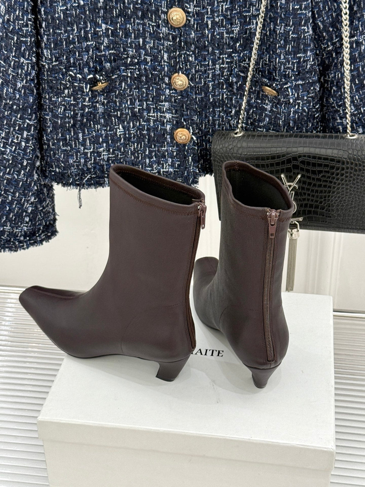 Khaite 26s Arizona Booties 4cm Brown Leather 175077